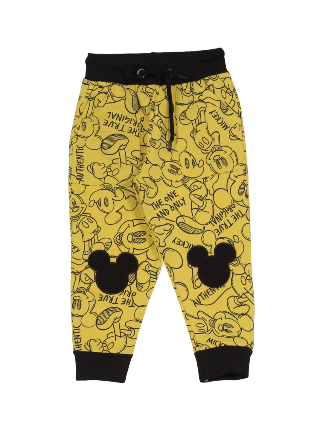 

Lil Lollipop Kids Mickey Mouse Printed Pure Cotton Joggers, Yellow