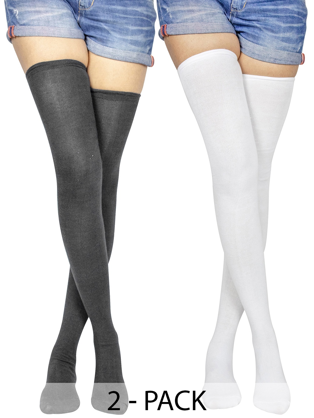 

BAESD Set Of 2 Solid Above Knee Socks, Black