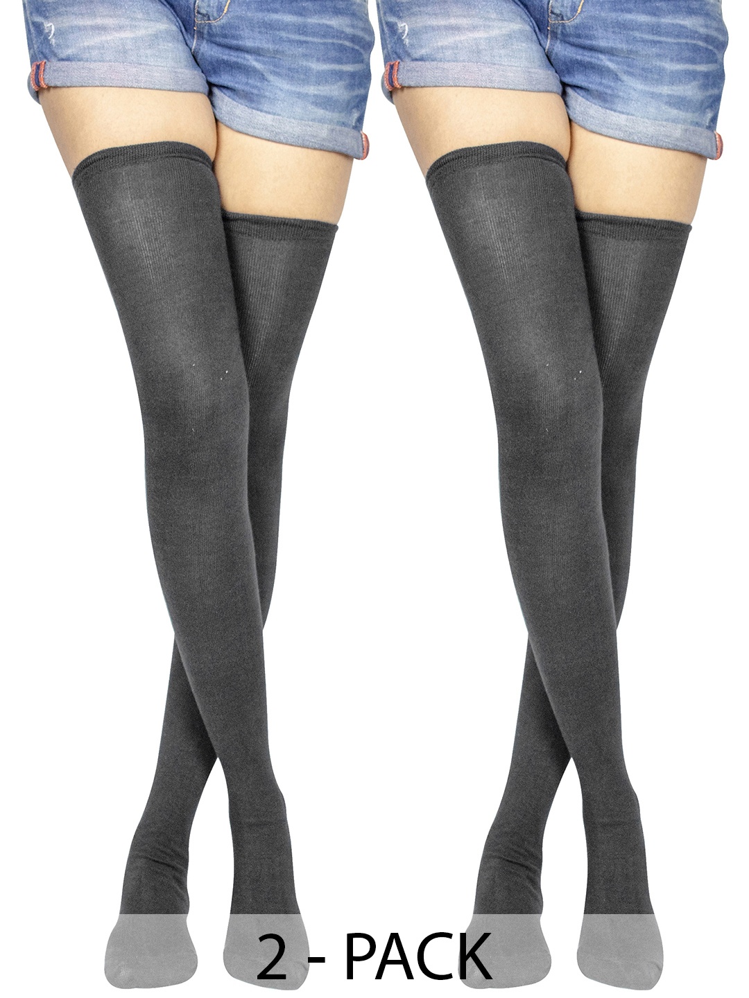 

BAESD Women Pack Of 2 Above Knee Socks, Black