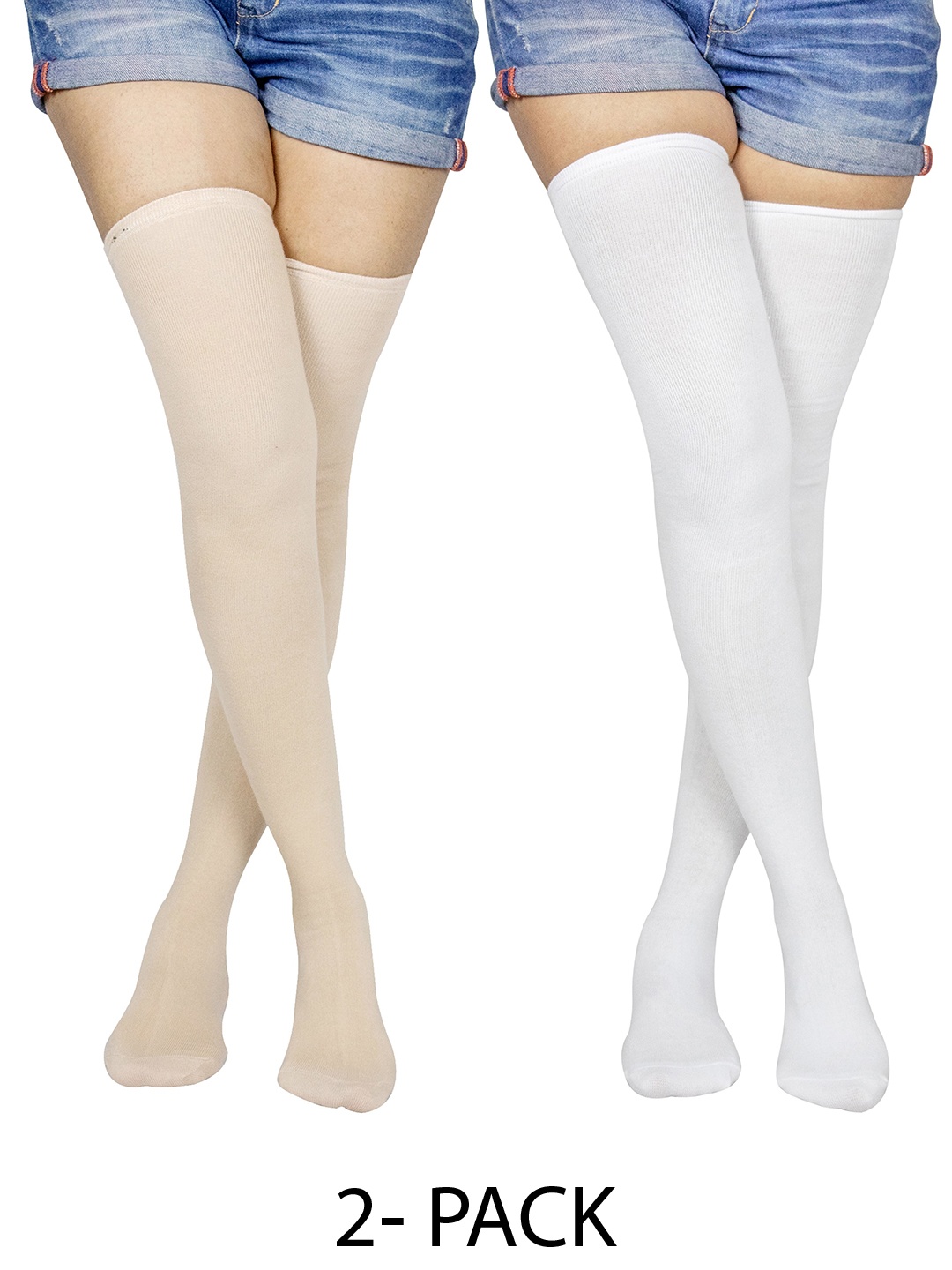

BAESD Women Pack Of 2 Lightweight Above Knee Socks, Beige