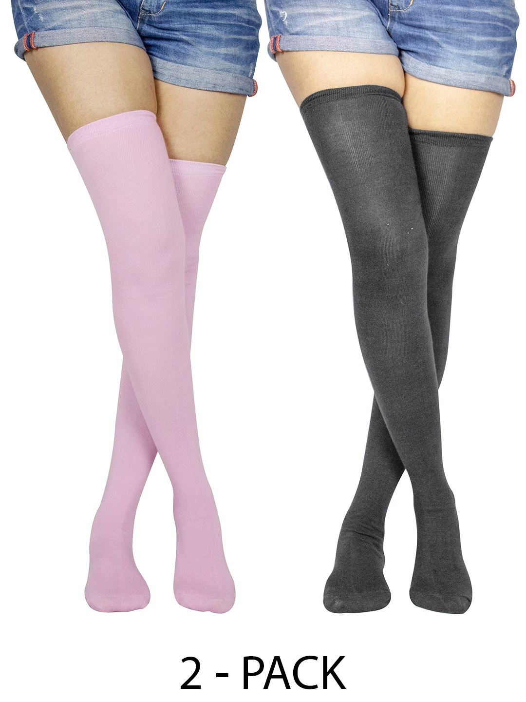 

BAESD Pack Of 2 Cotton Thigh-High Stockings, Pink
