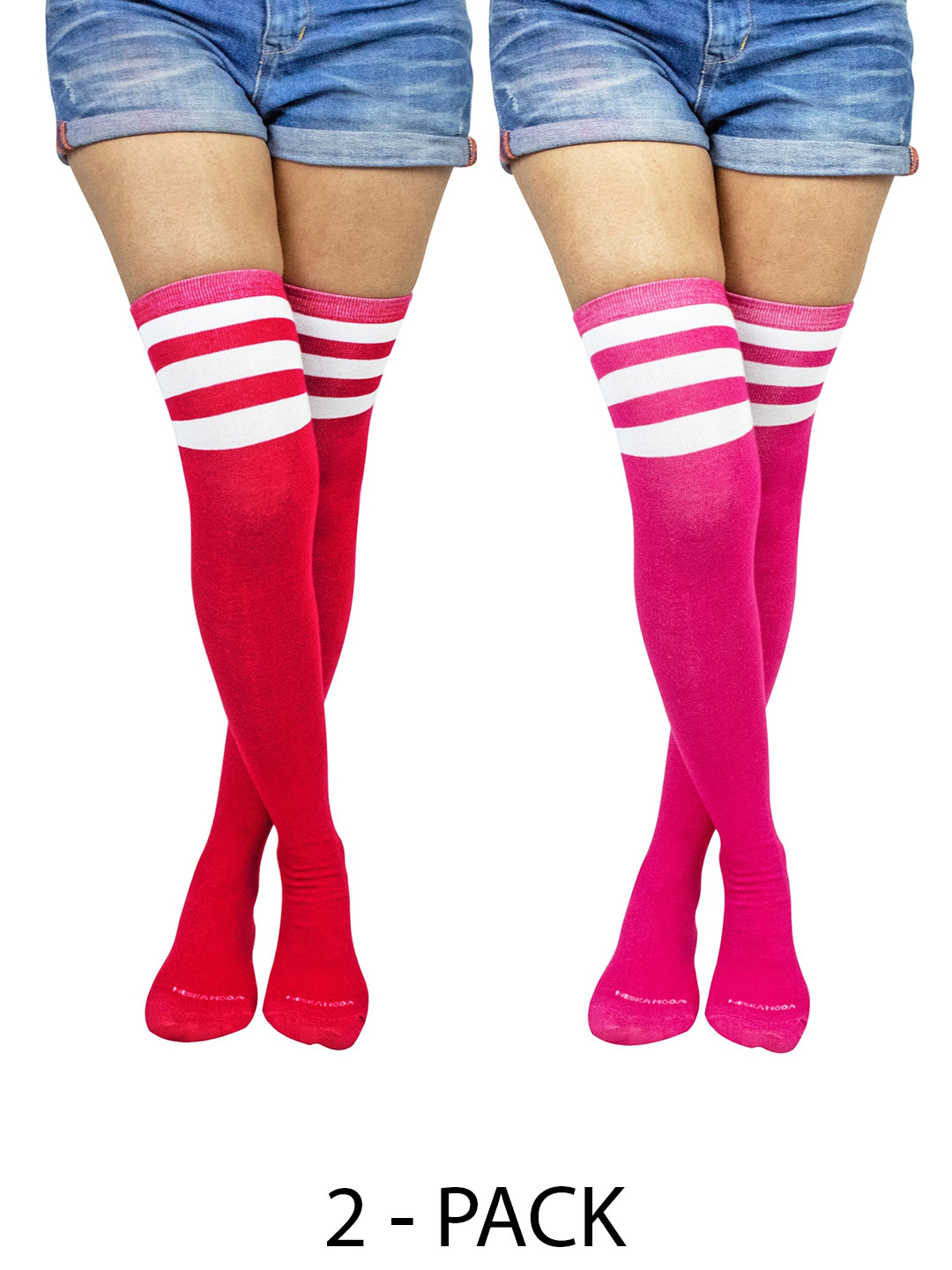 

BAESD Women Pack Of 2 Cotton Above Knee Socks, Red