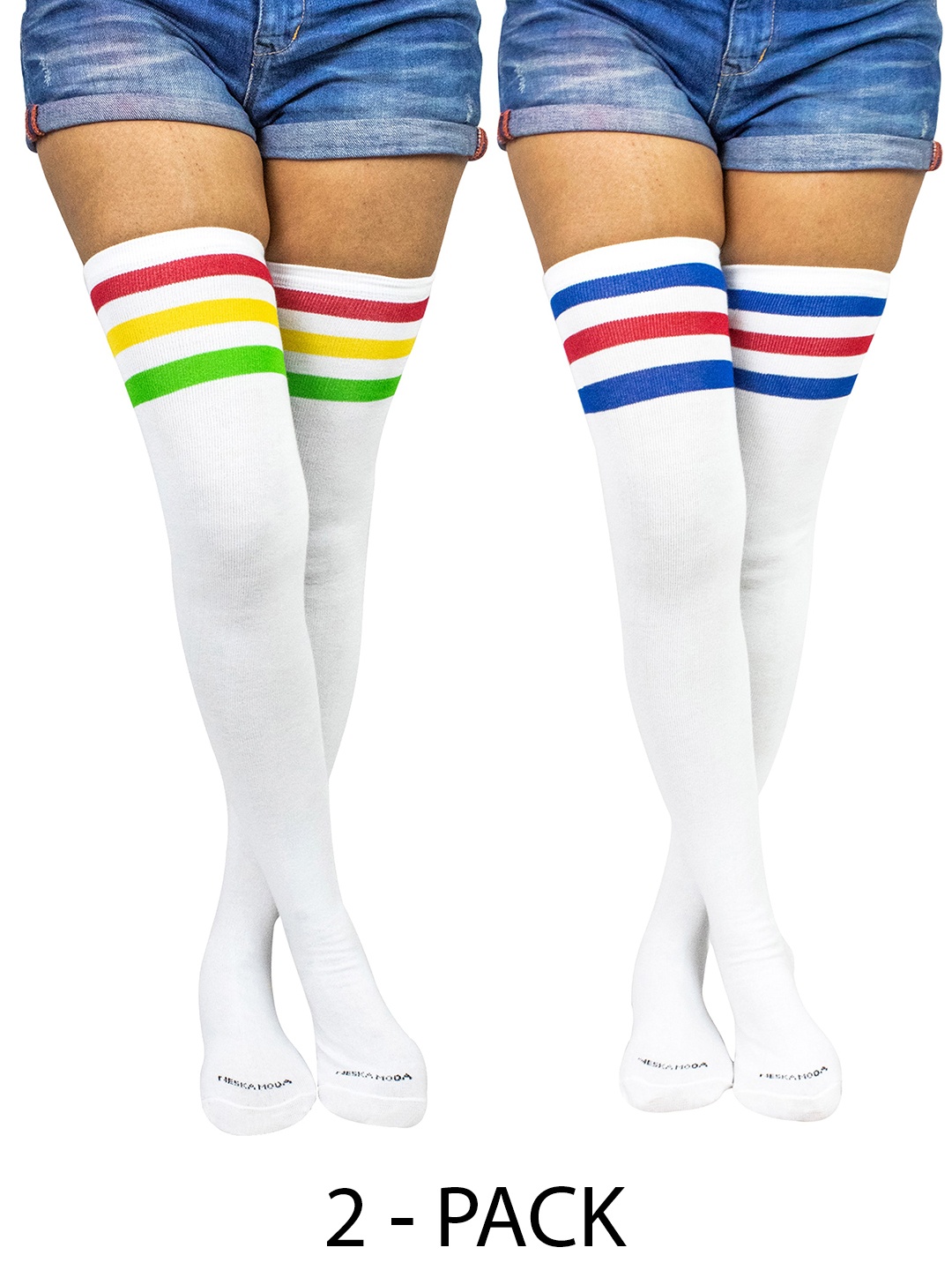 

BAESD Set Of 2 Cotton Thigh-High Socks, White