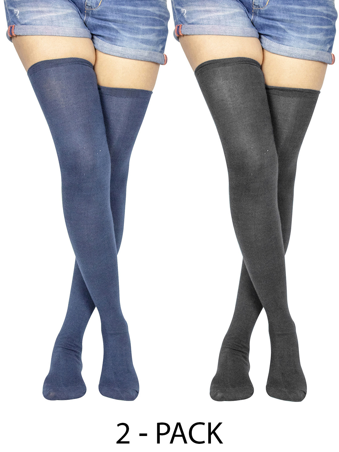 

BAESD Women Pack Of 2 Lightweight Above Knee Socks, Navy blue