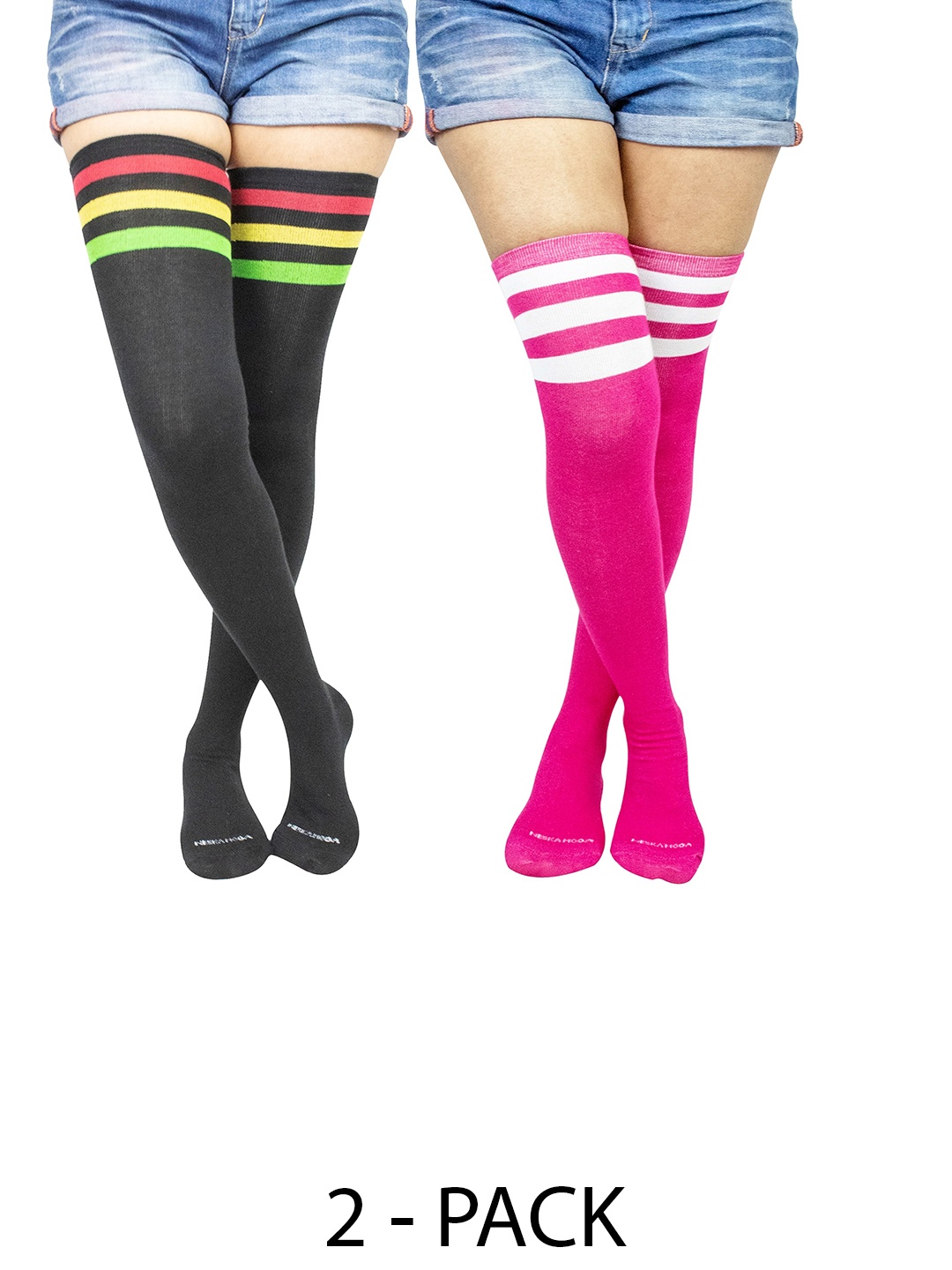 

BAESD Women Pack Of 2 Cotton Above Knee Socks, Black