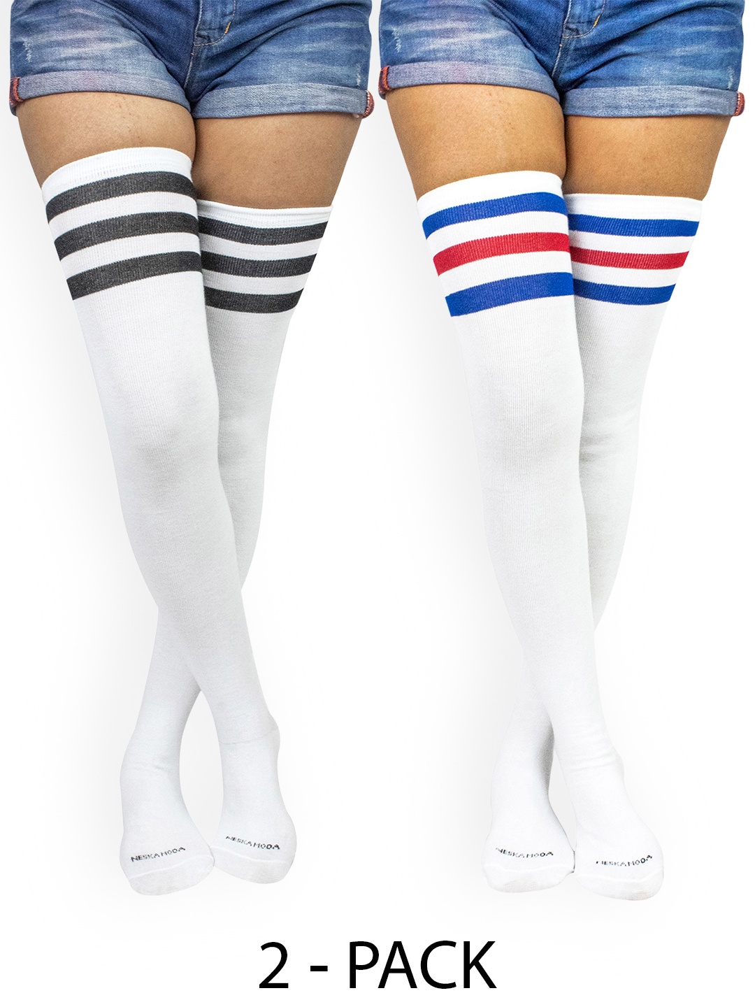

BAESD Pack Of 2 Thigh-High Socks, White