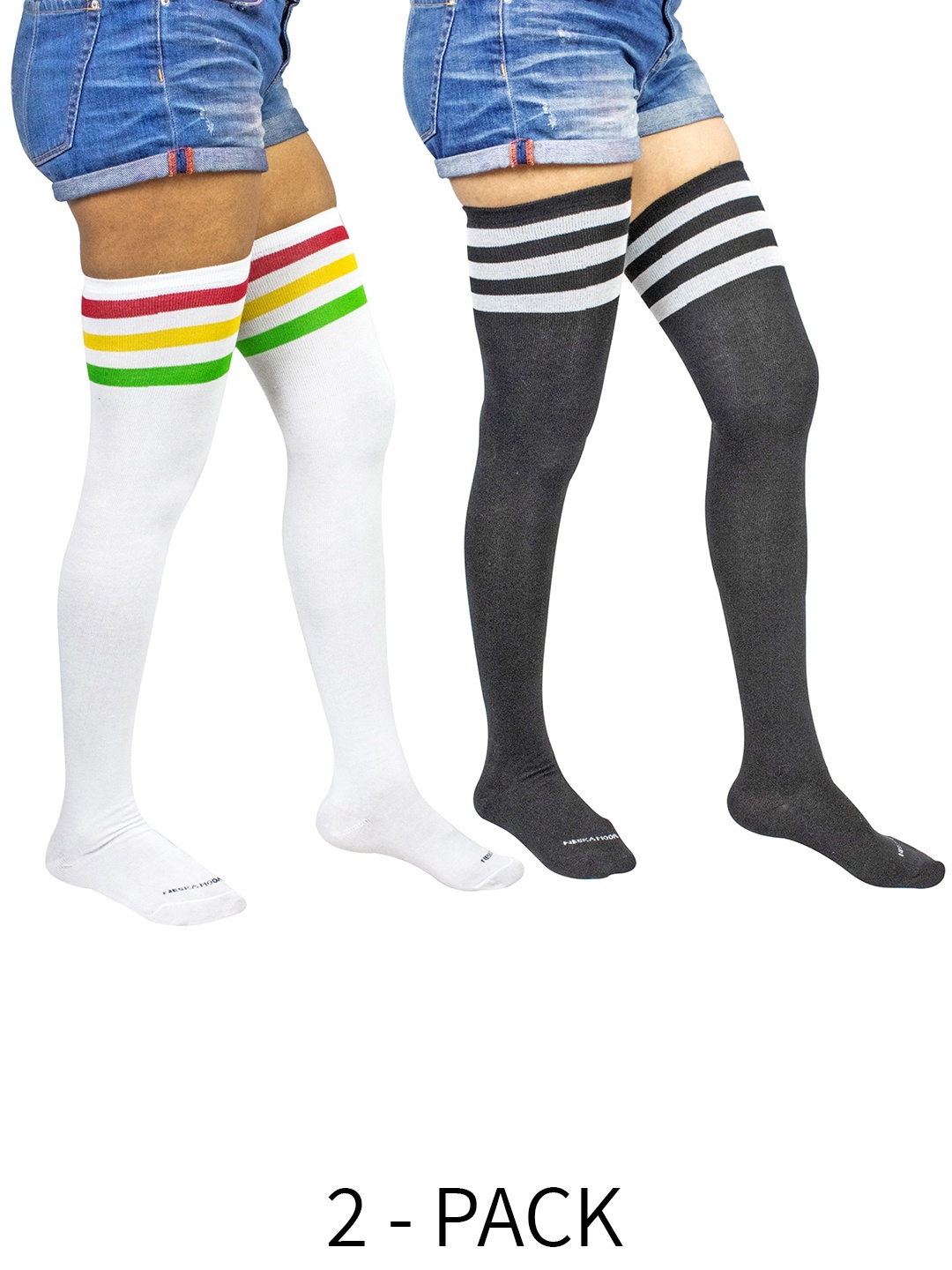 

BAESD Pack Of 2 Cotton Thigh-High Stockings, Black