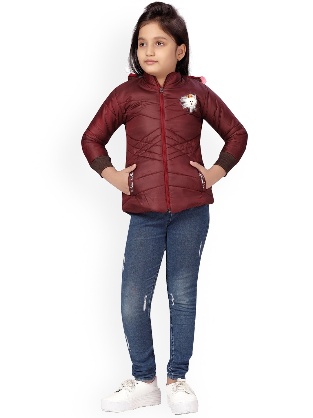 

BAESD Girls Hooded Padded Jacket, Maroon