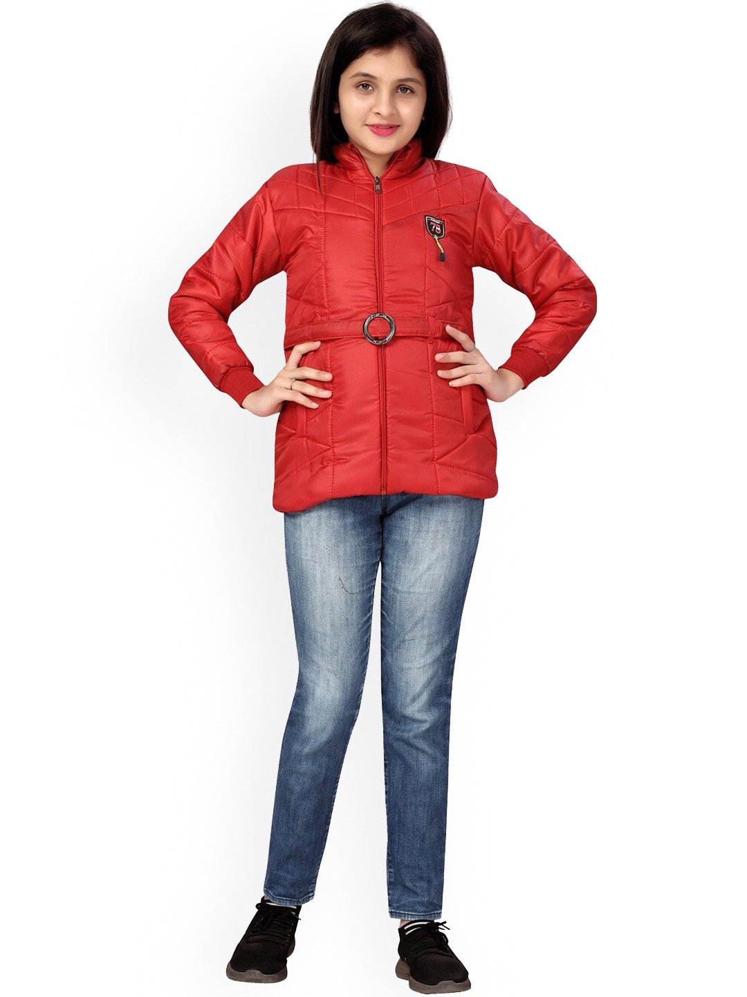 

BAESD Girls Hooded Longline Padded Jacket, Red