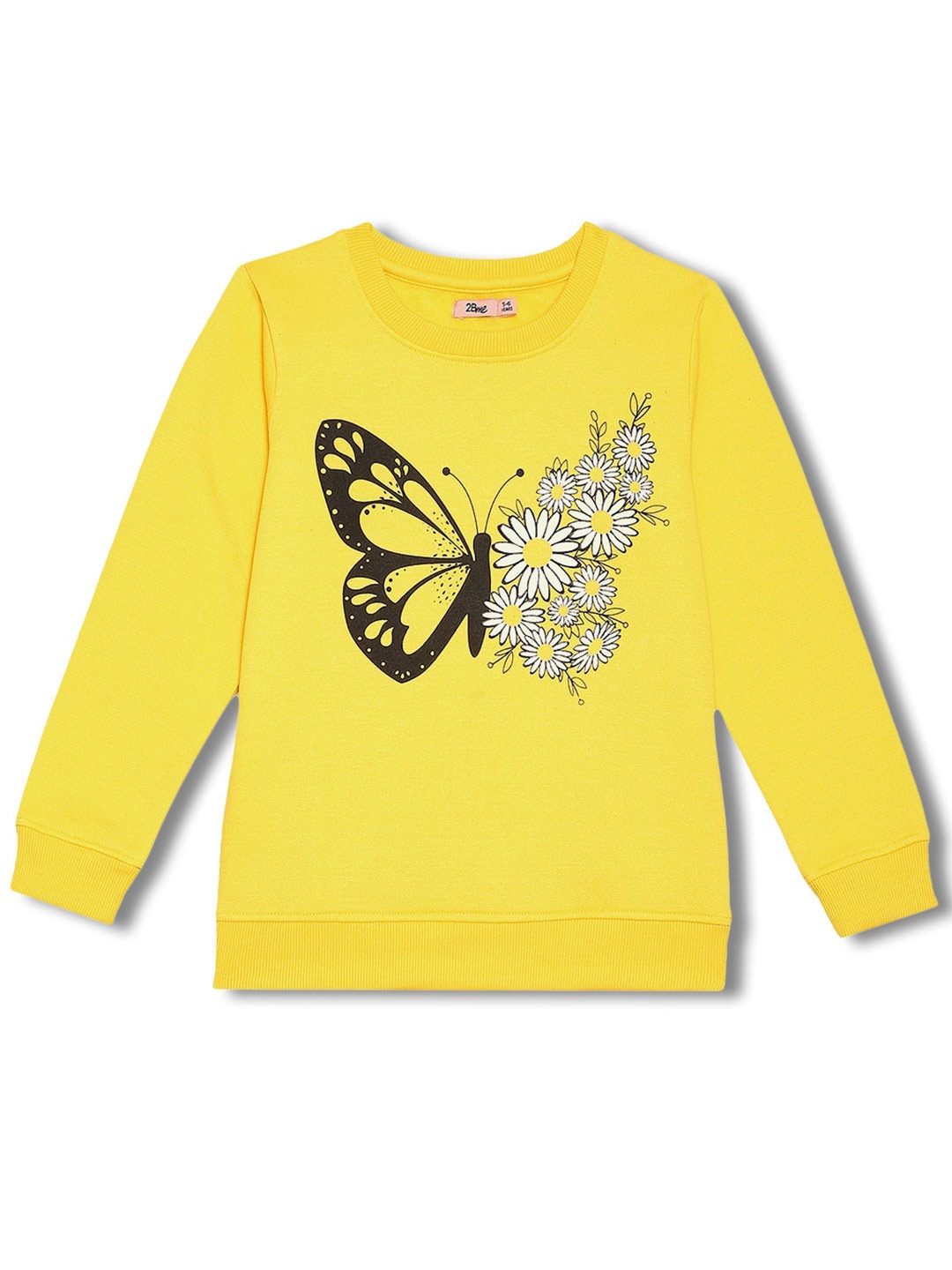 

2Bme Girls Conversational Printed Acrylic Pullover, Yellow