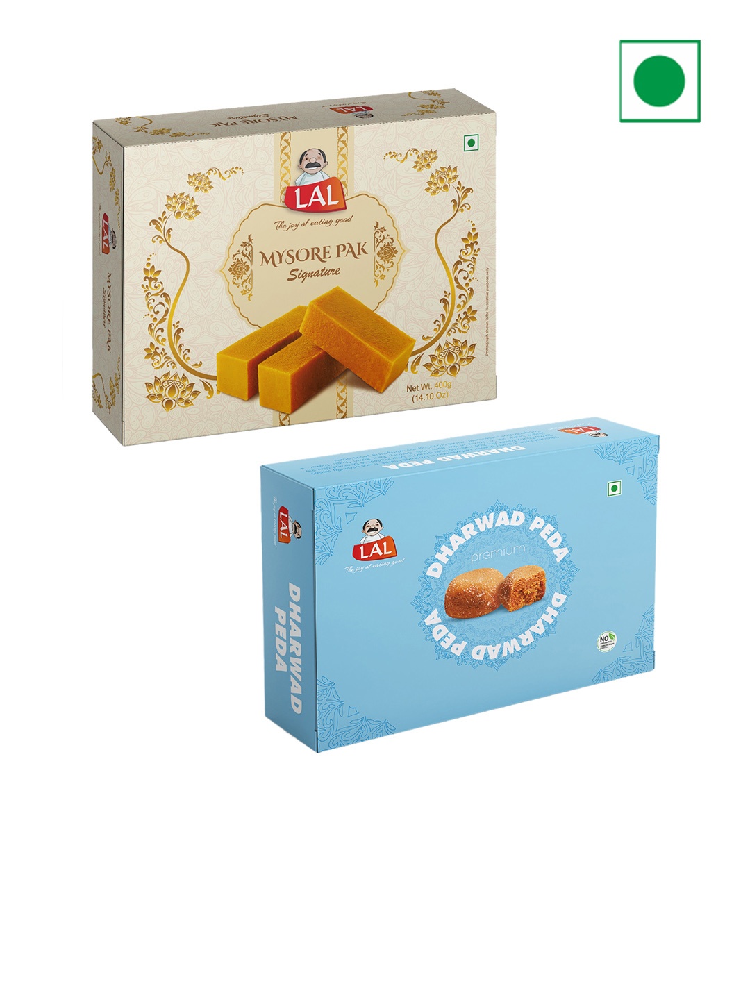 

LAL Pack of 2 Mysore Pak Signature and Dharwad Peda 400gms Each, Brown