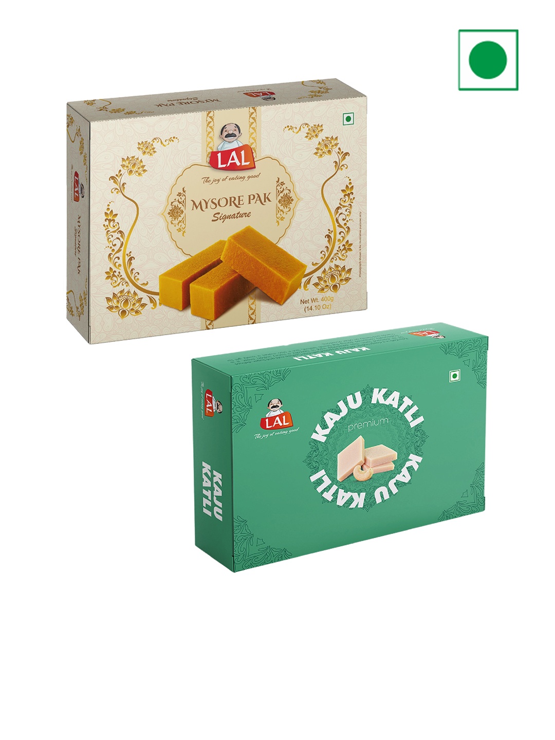 

LAL Pack of 2 Mysore Pak Signature and Kaju Katli- 400gms Each, Beige