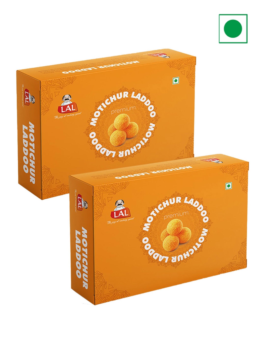 

LAL Pack of 2 Motichur Ladoo Sweets-400gms Each, Orange