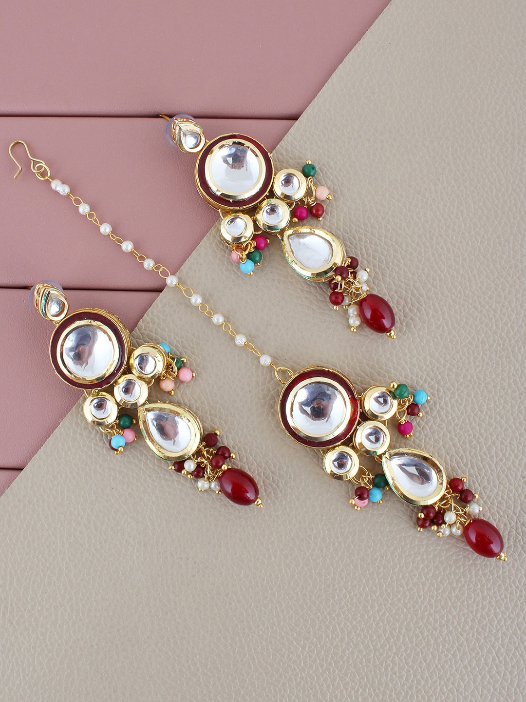 

LUCKY JEWELLERY Gold-Plated Kundan Studded Jewellery Set