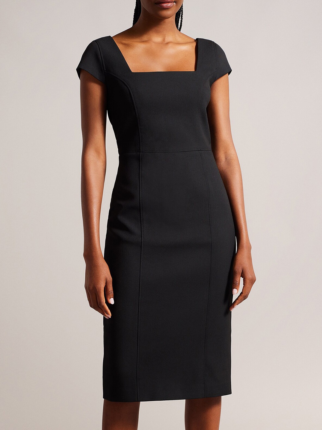 

Ted Baker Square Neck Peplum Dress, Black