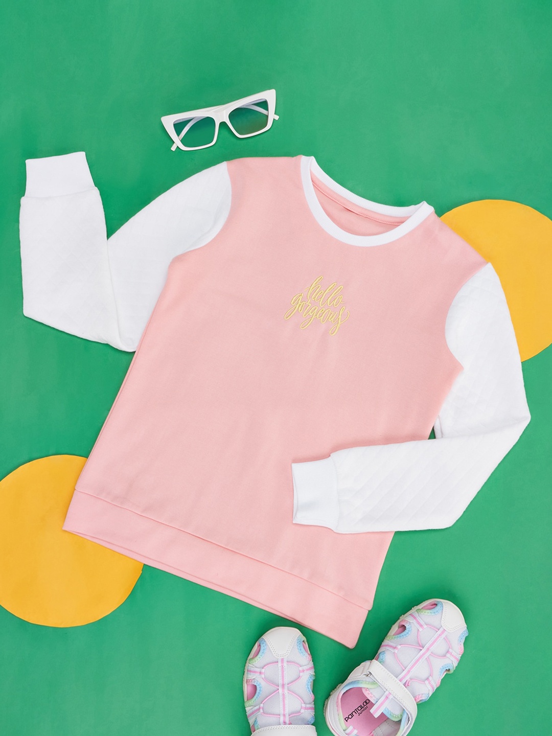 

YU by Pantaloons Girls Colourblocked Sweatshirt, Pink