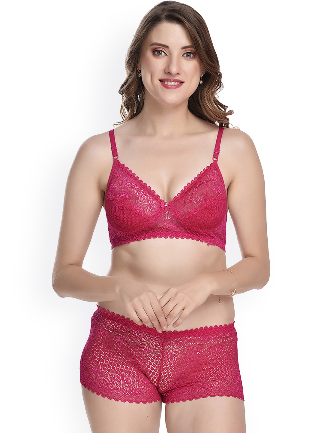 

PIBU Self-Designed Comfortable Cotton Lingerie Set, Pink