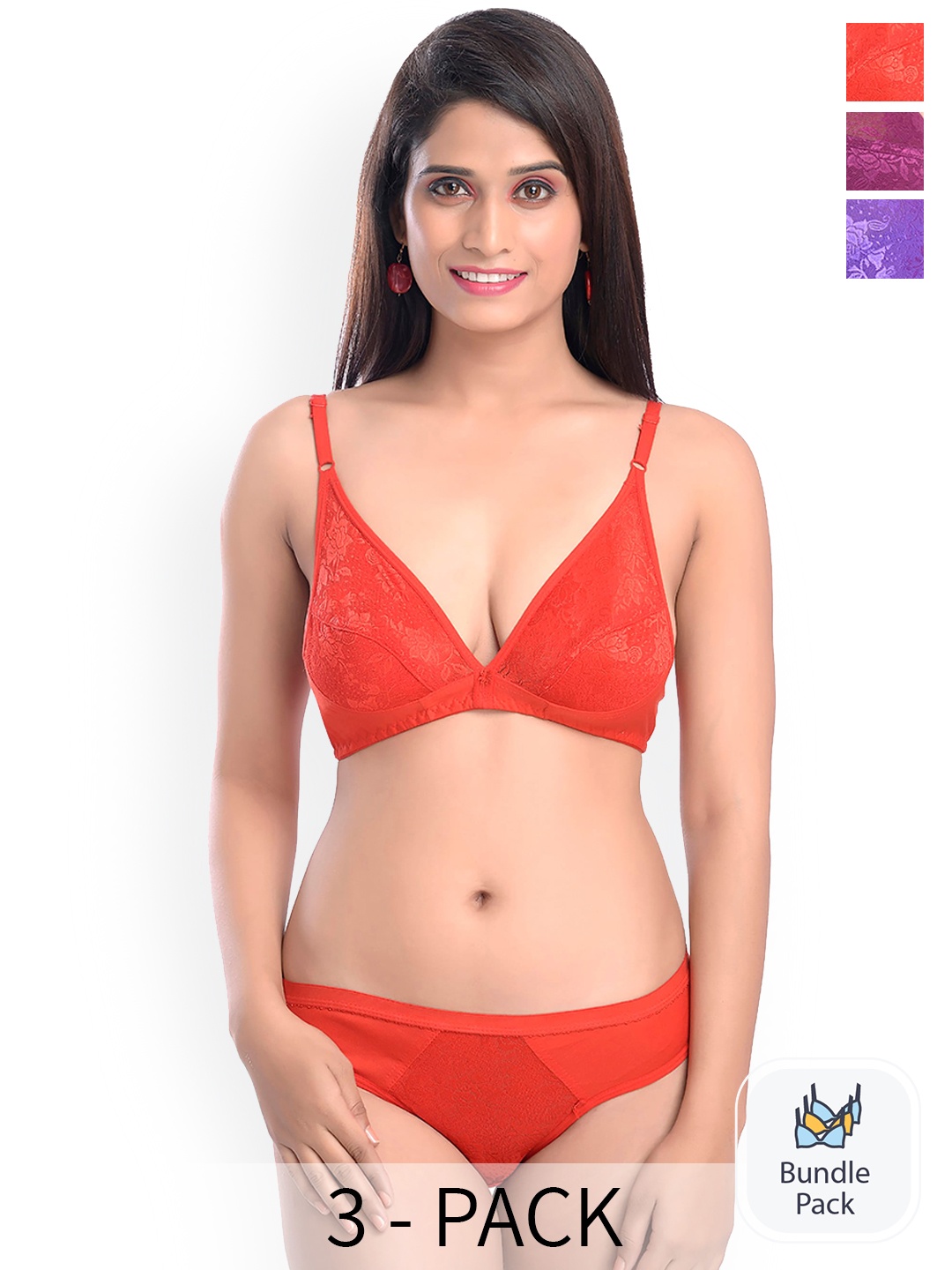 

Aamarsh Pack of 3 Self-Design Cotton Lingerie Set AE_Safal set_Maroon,Red,Purple_30