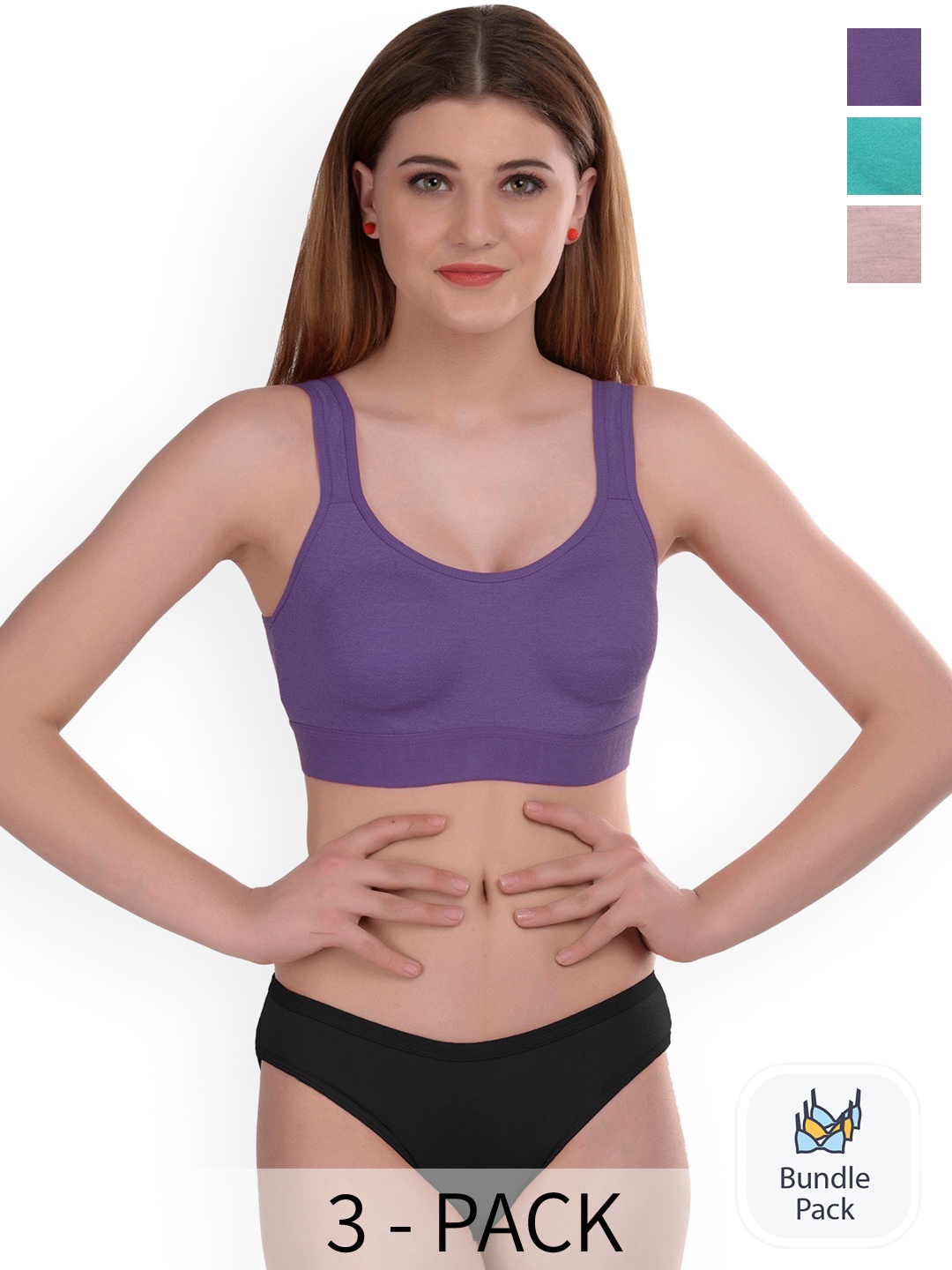 

AROUSY Pack of 3 Lingerie Set, Purple