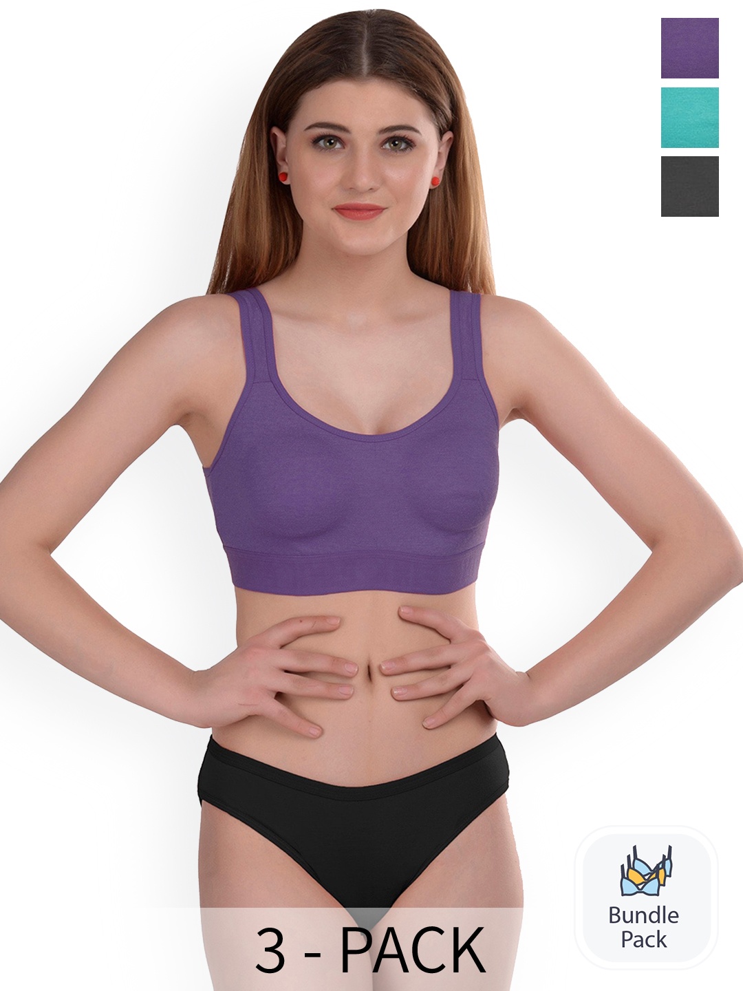 

AROUSY Pack of 3 Lingerie Set, Purple