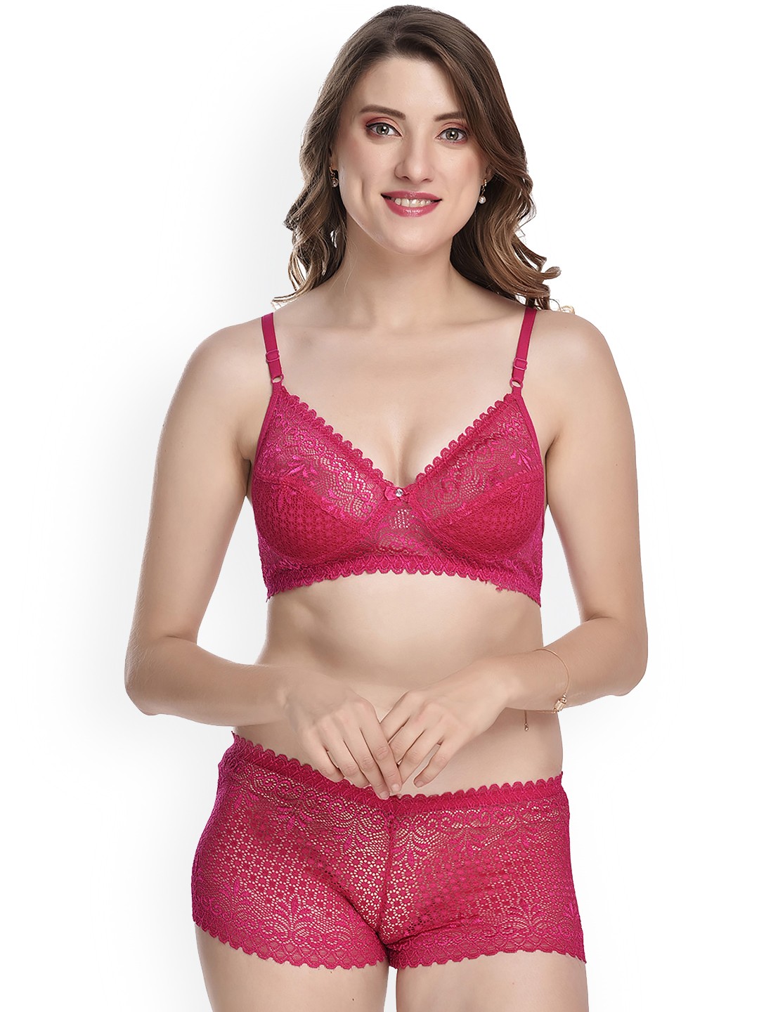 

AROUSY Self-Designed Laced Lingerie Set, Pink