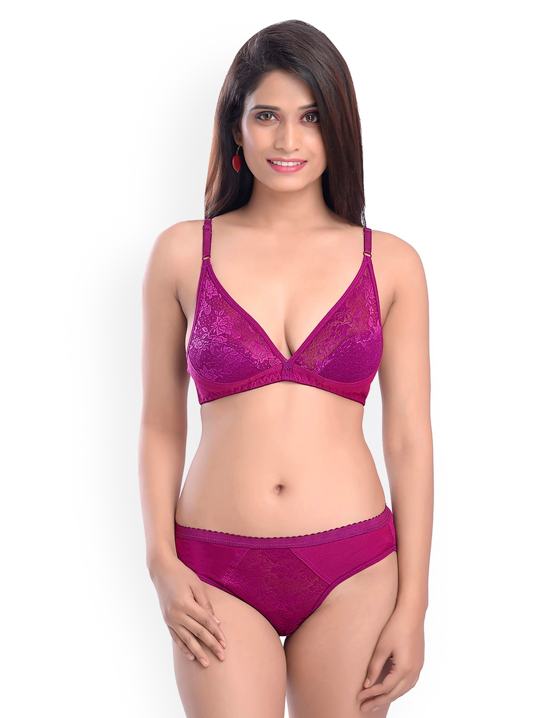 

AROUSY Self-Designed Laced Cotton Lingerie Set, Pink