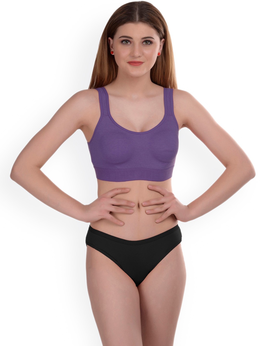 

AROUSY Cotton Lingerie Set, Purple