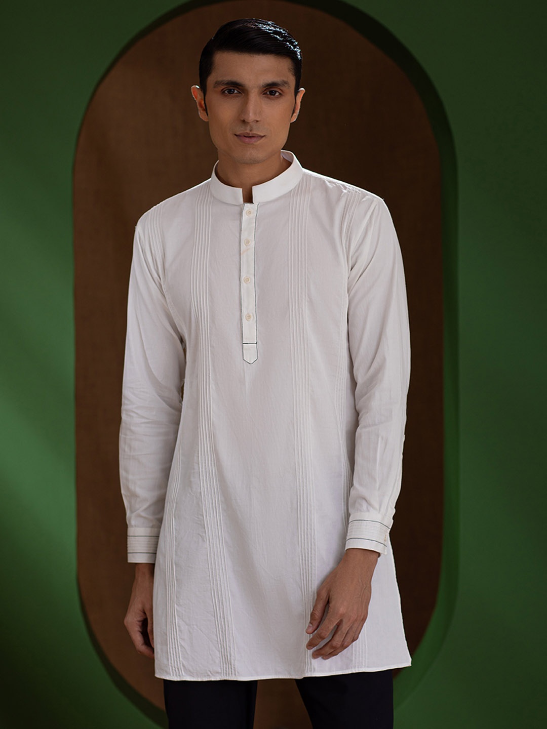 

Earthpiece Organic Cotton Mandarin Collar Kurta, White