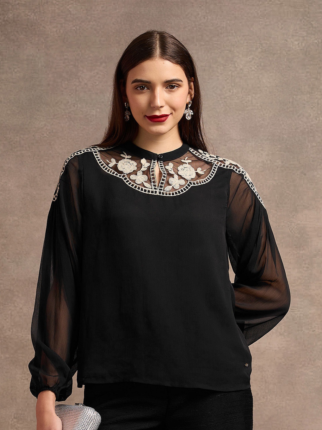 

U.S. Polo Assn. Women Keyhole Neck Top, Black