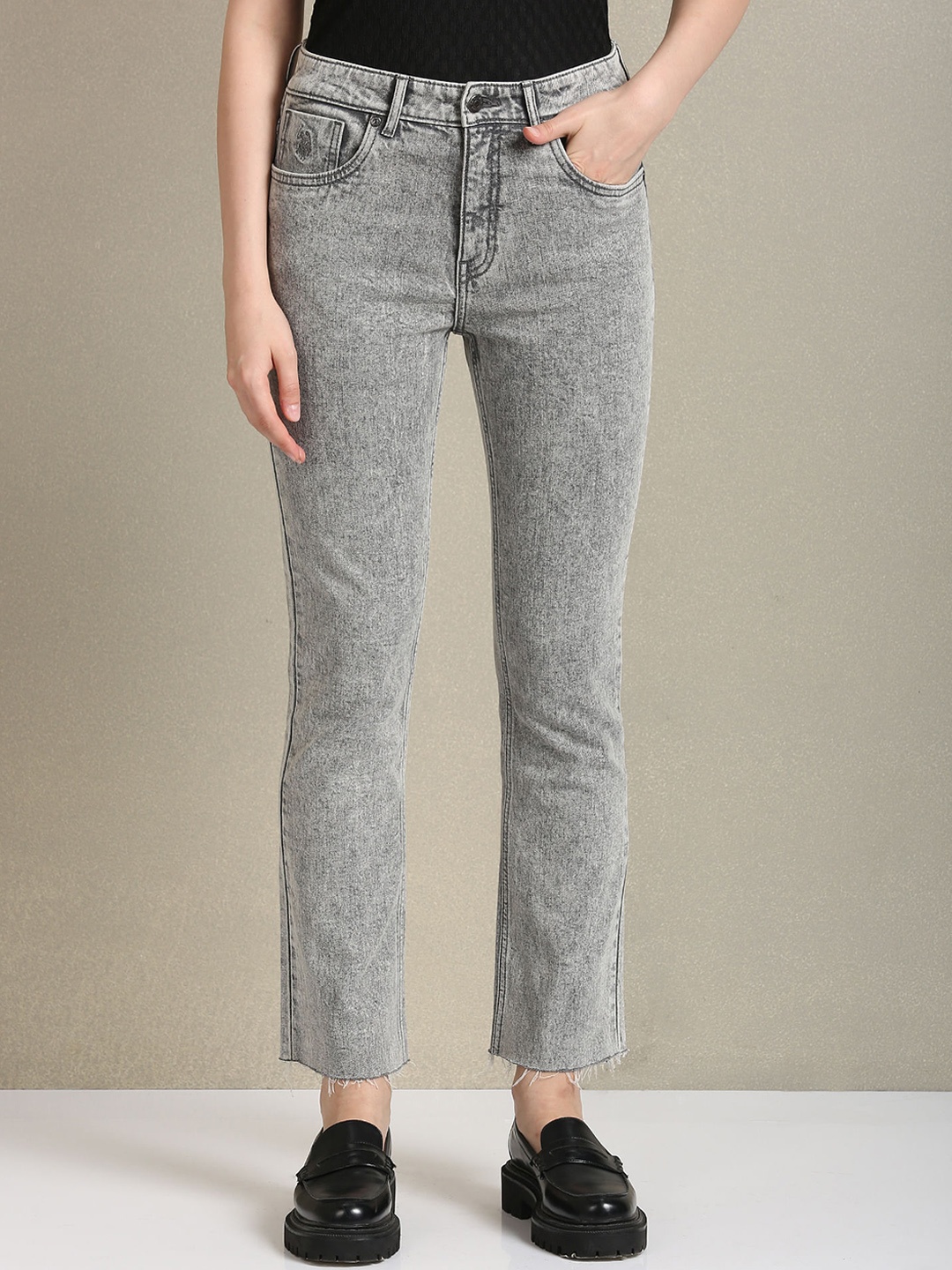 

U.S. Polo Assn. Women Clean Look High-Rise Stretchable Cotton Jeans, Grey