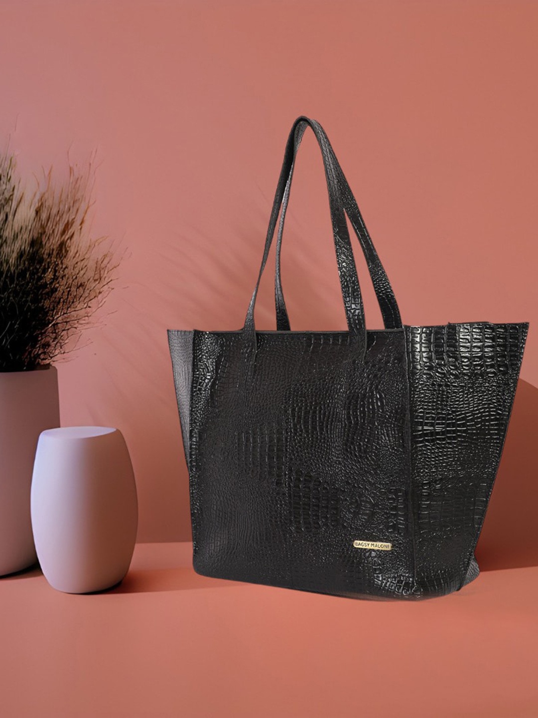 Bagsy Malone Textured Oversized Shopper Tote Bag, Black
