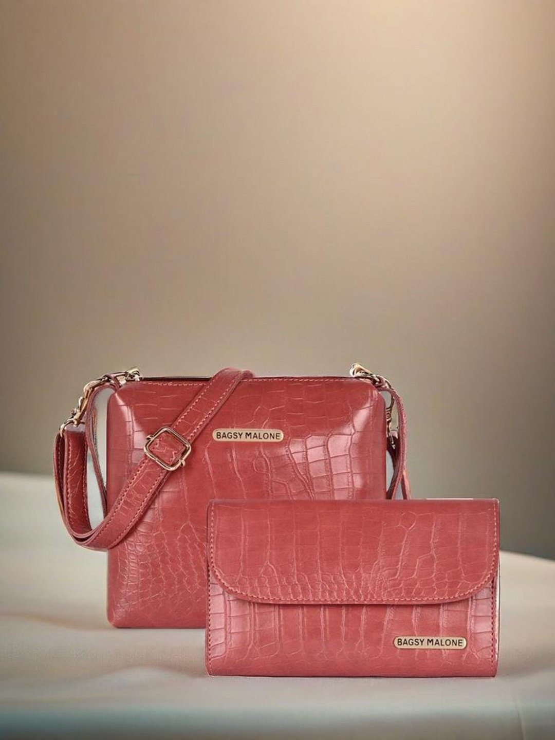 

Bagsy Malone Textured Structured Sling Bag & Pouch, Red