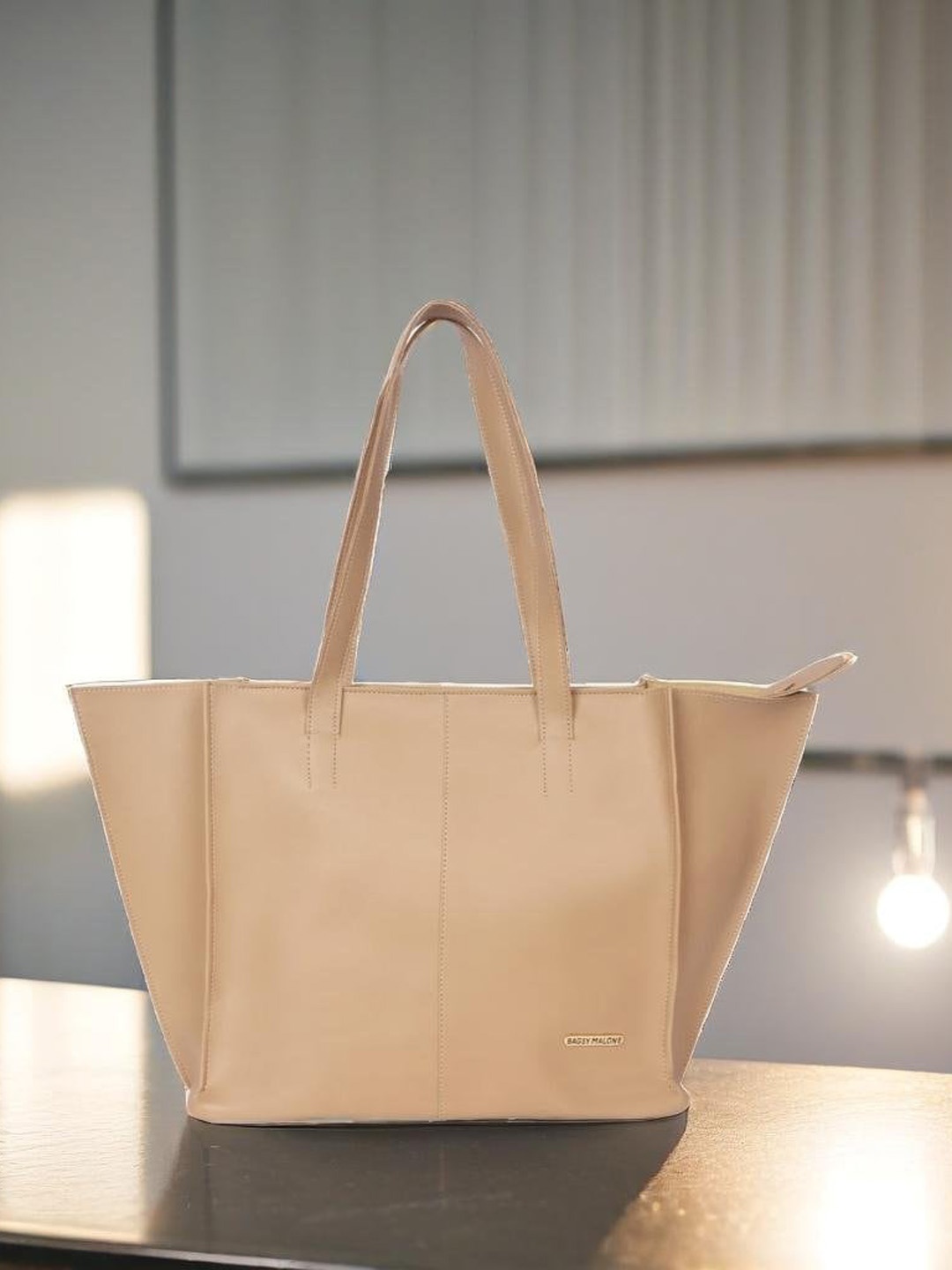

Bagsy Malone PU Oversized Structured Shoulder Bag, Beige