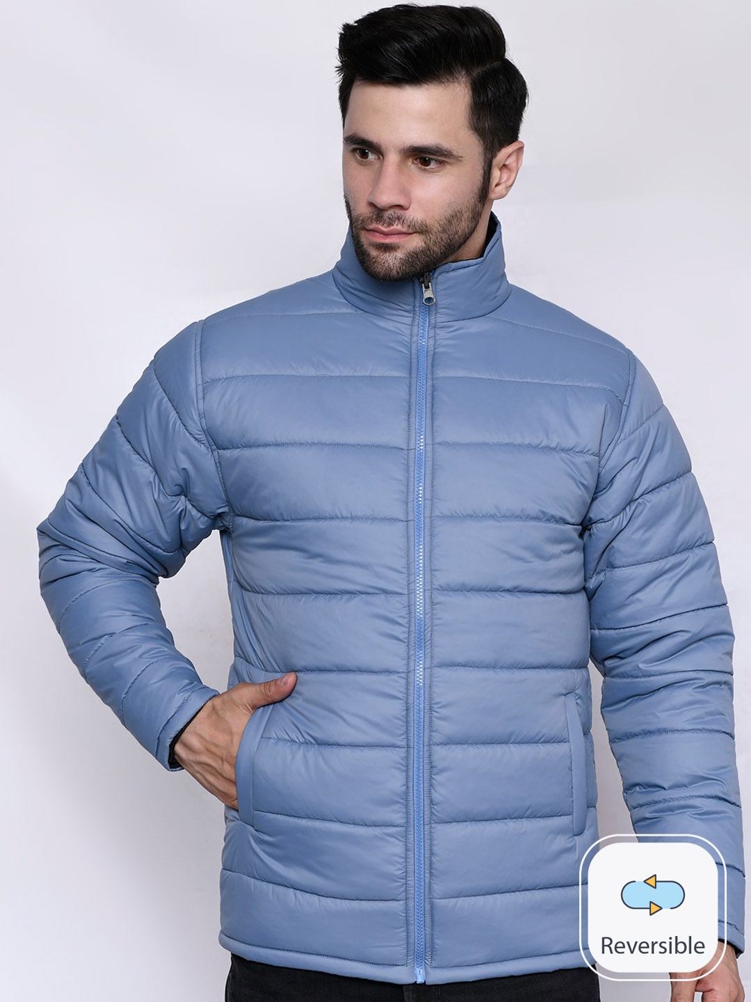 

CL SPORT Mock Collar Reversible Puffer Jacket, Blue