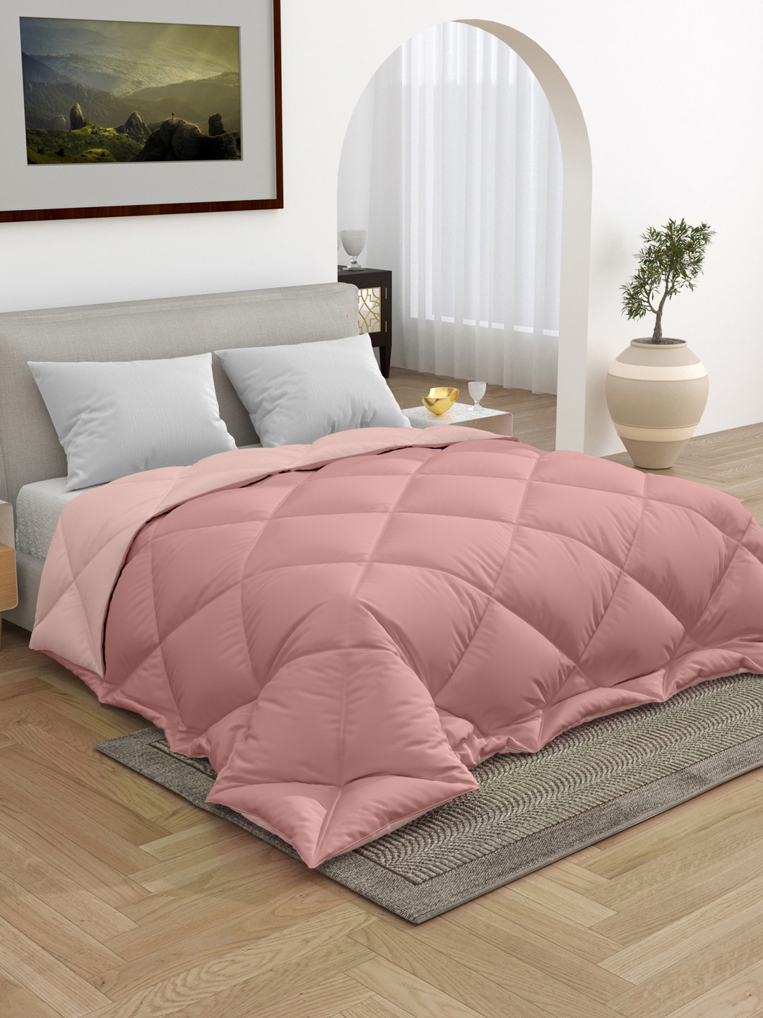 

RAASO Pink Microfiber Mild Winter 210 GSM Double Bed Comforter