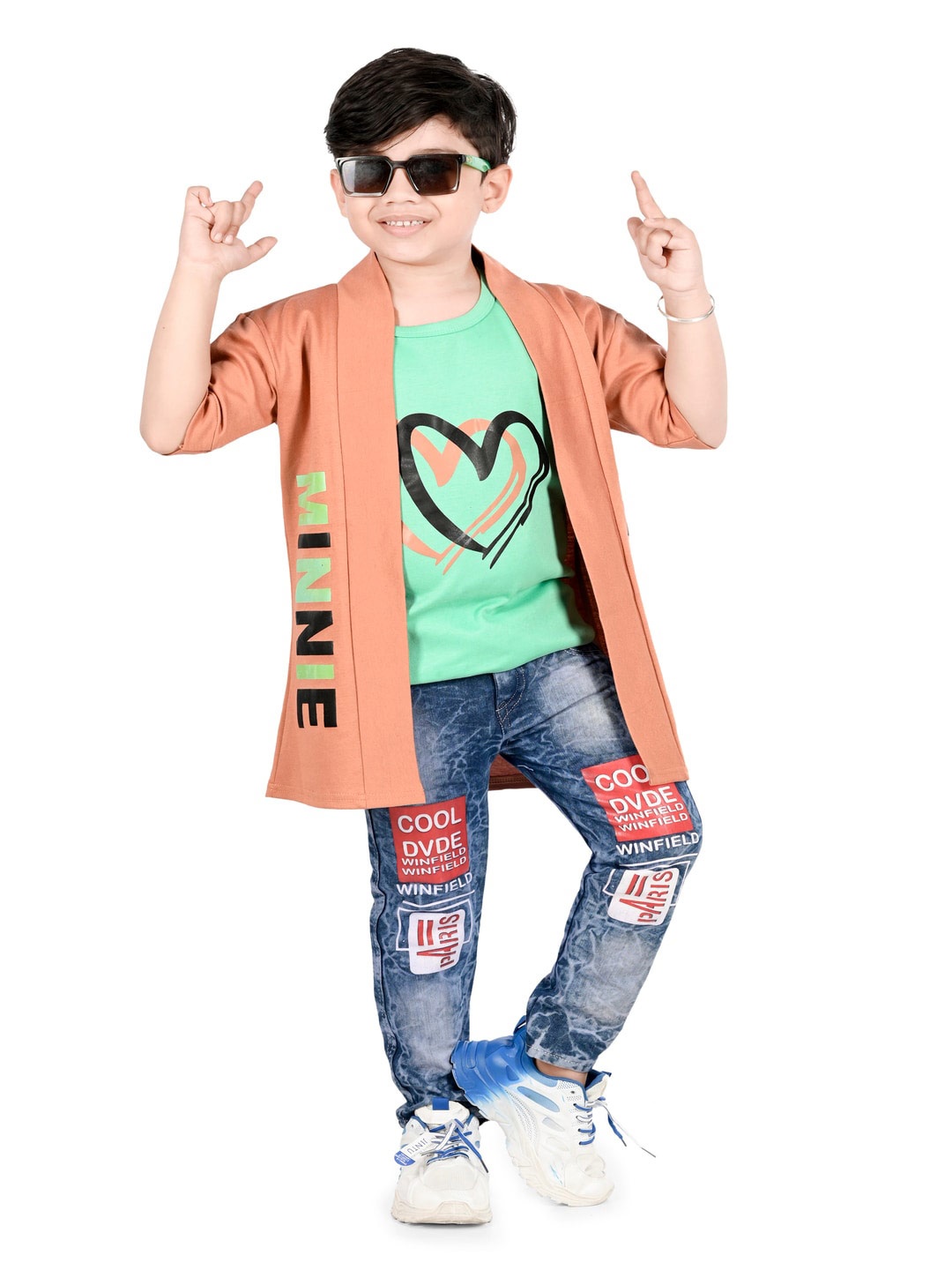 

BAESD Boys Graphic Printed T-shirt and Shirt Trousers With Jacket, Green