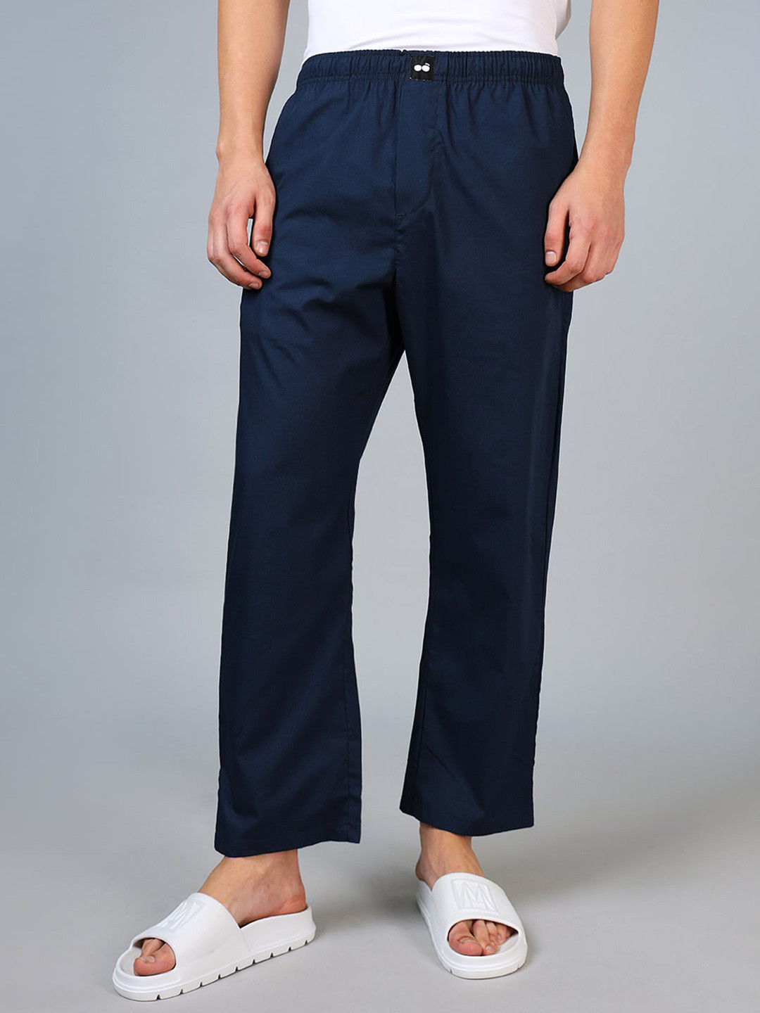 

Bewakoof Plus Men Mid Rise Cotton Lounge Pant, Blue