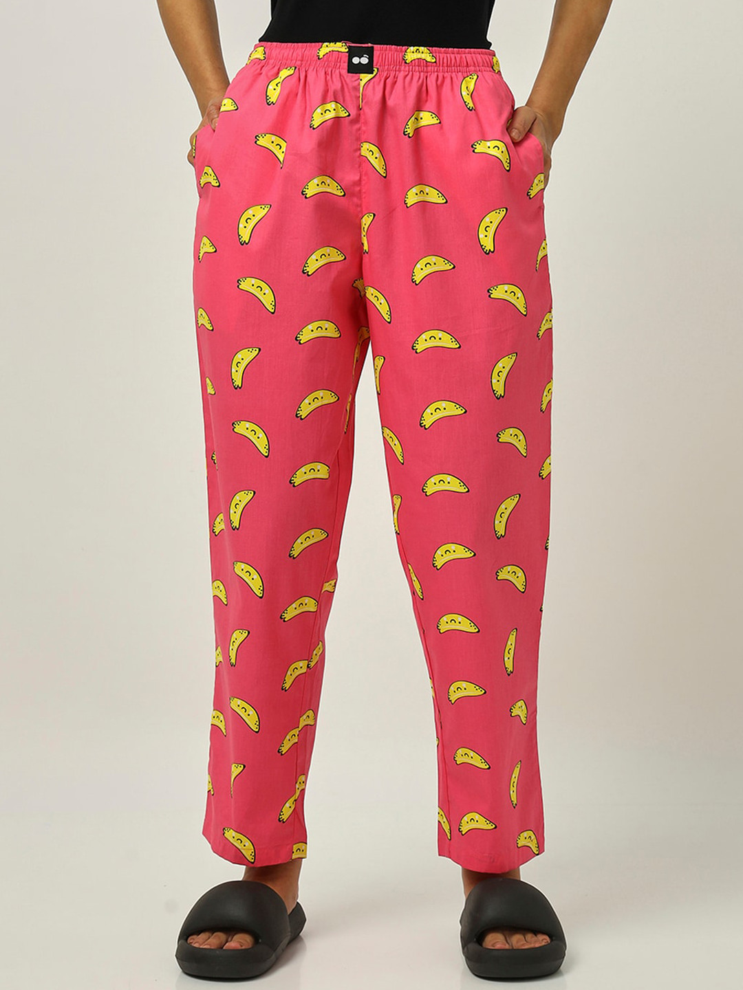 

Bewakoof Women Coral Printed Cotton Lounge Pants