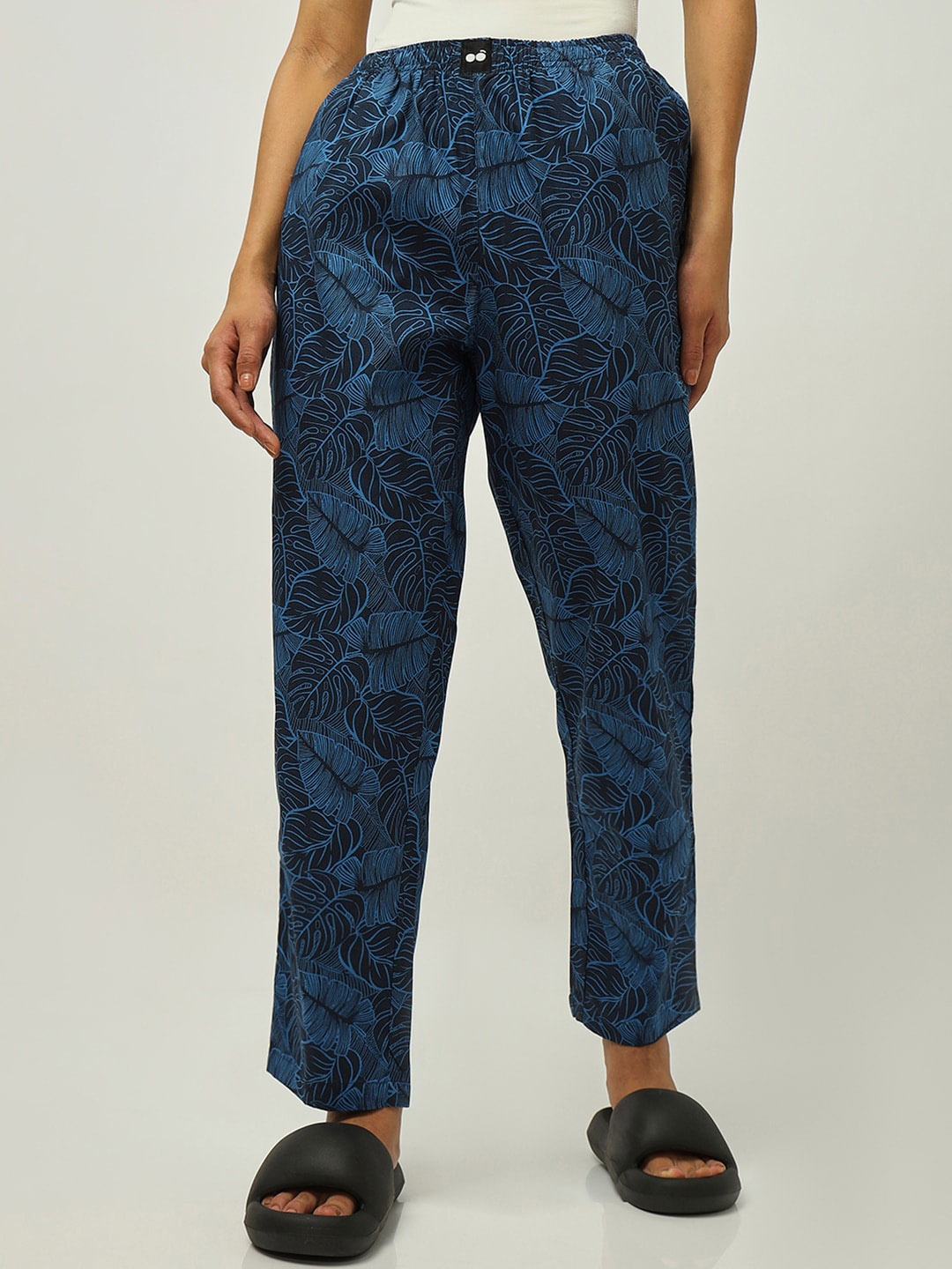 

Bewakoof Women Printed Pure Cotton Lounge Pants, Blue