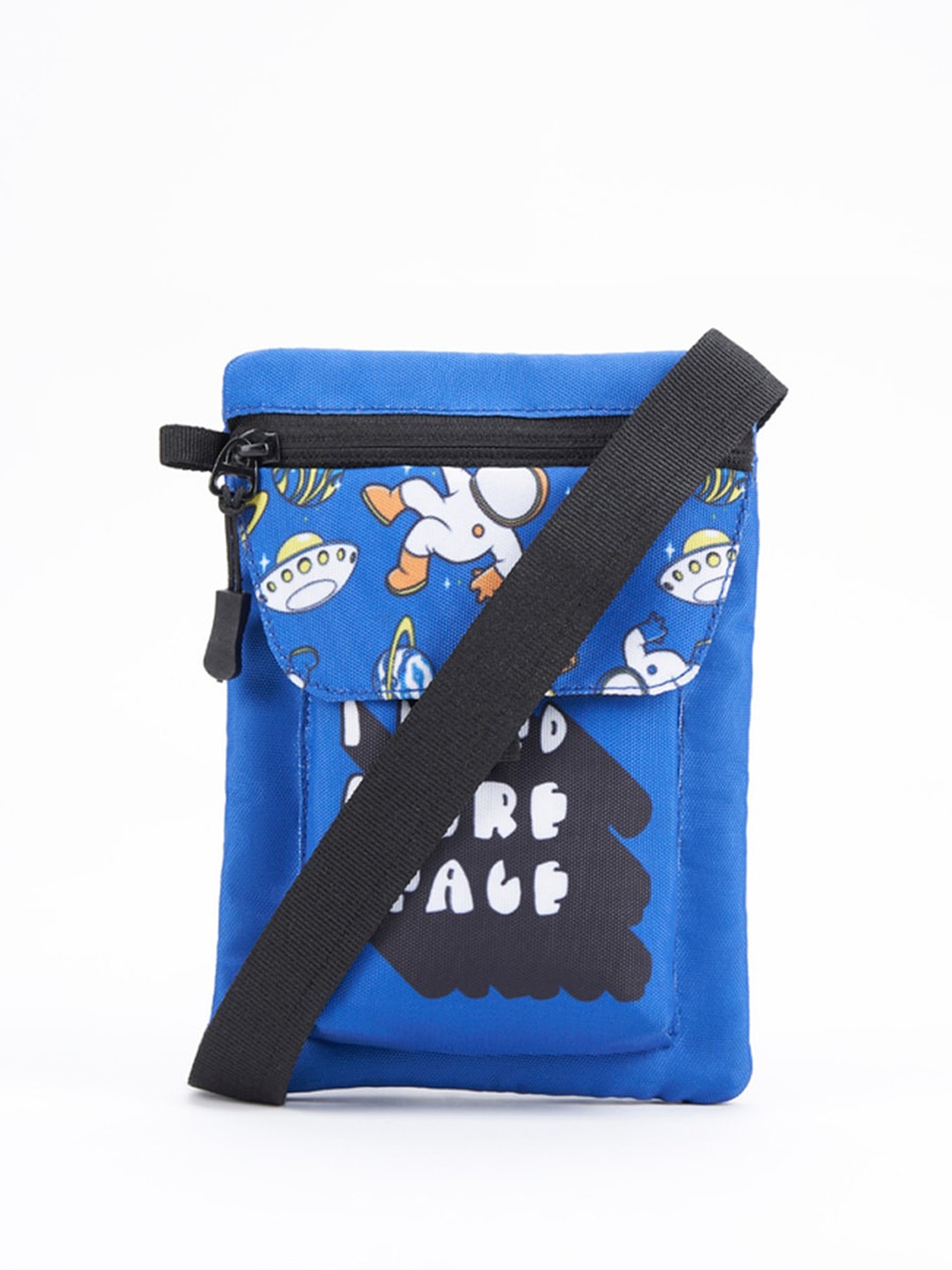 

Bewakoof Blue Graphic Printed Sling Bag