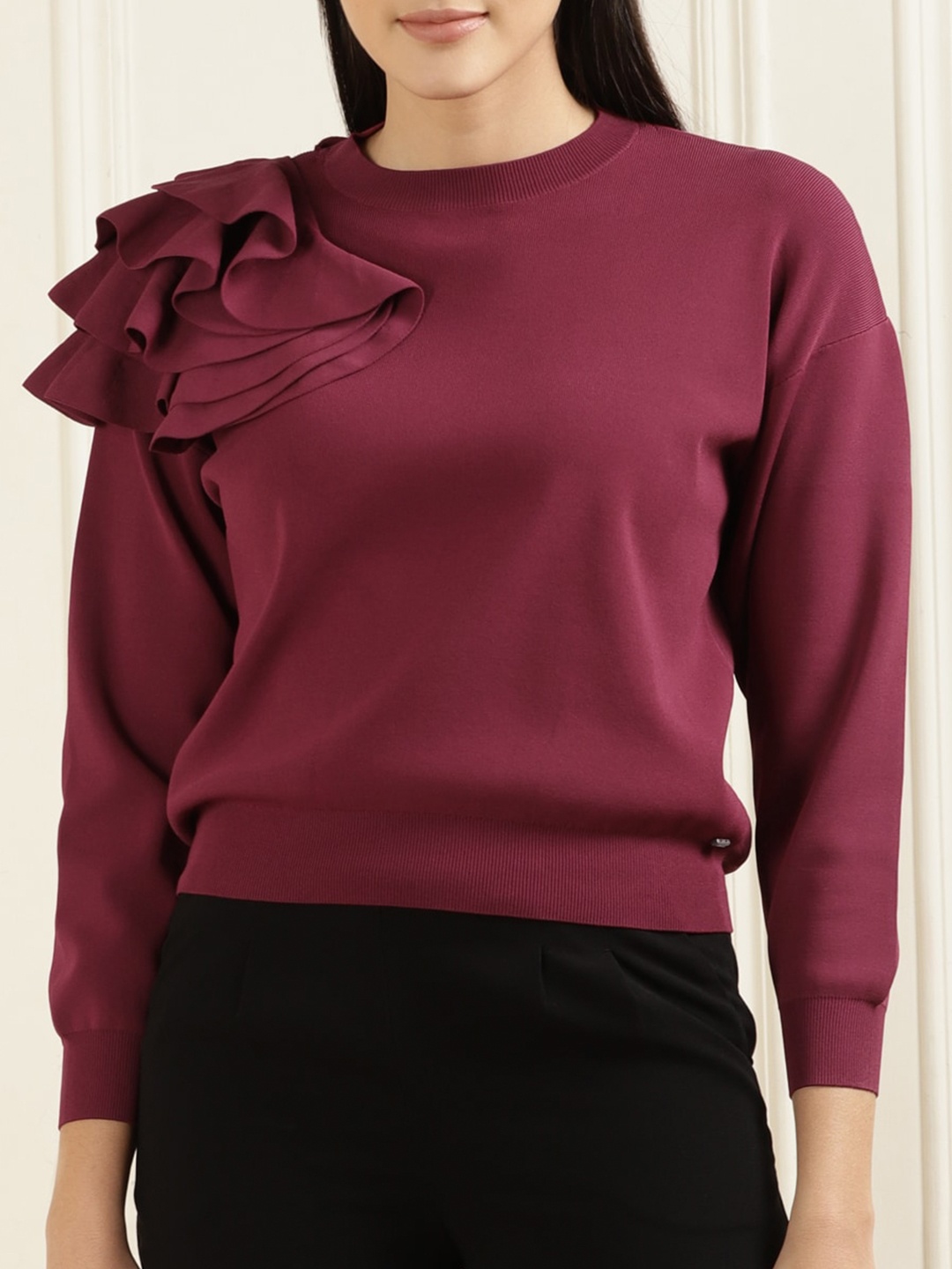 

Ted Baker Round Neck Pullover Sweater With Applique Detail, Red