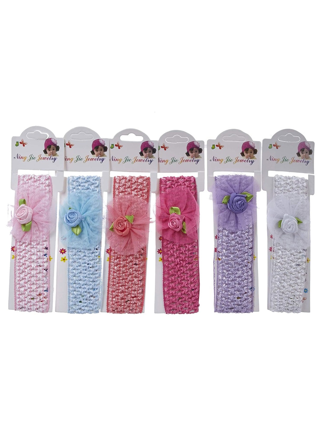 

LYTIX Girls Set of 3 Assorted Flower Design Soft Fabric Hairbands