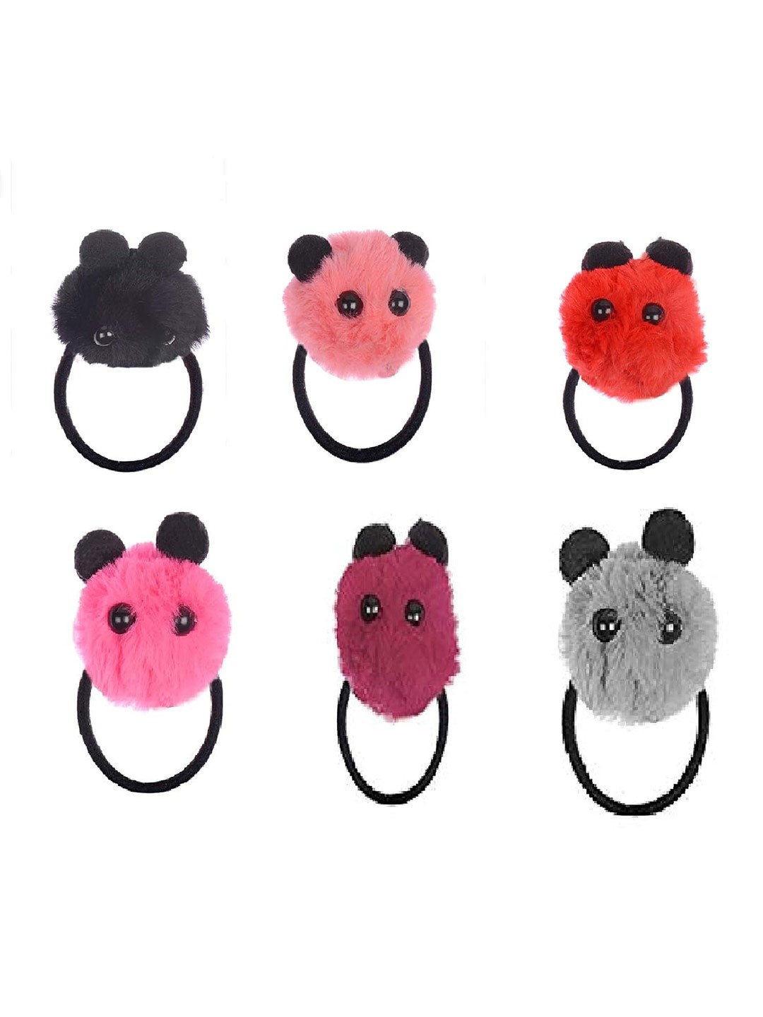 

LYTIX Girls Set of 6 Assorted Fur Ponytail Holders