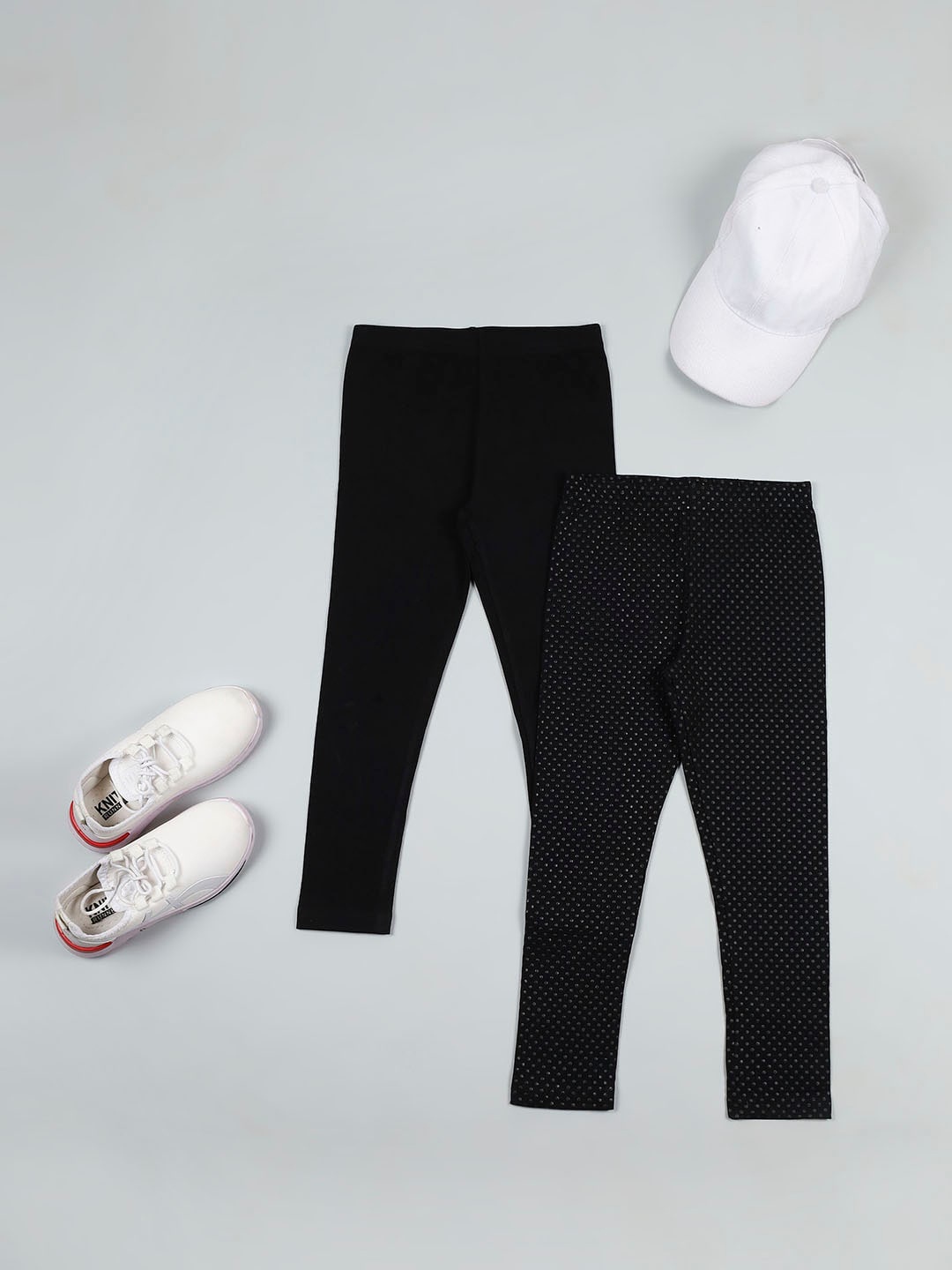 

RAINE AND JAINE Girls Pack Of 2 Mid Rise Ankle Length Leggings, Black