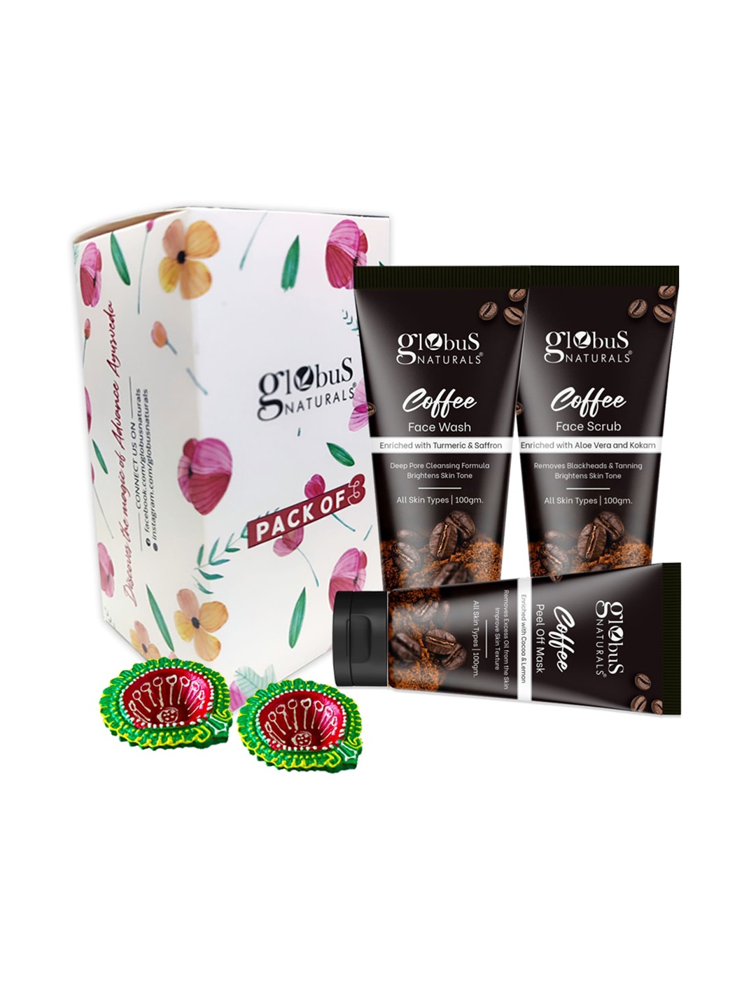 

Globus naturals Set of 3 Glow Coffee Facial Kit 300g, Na