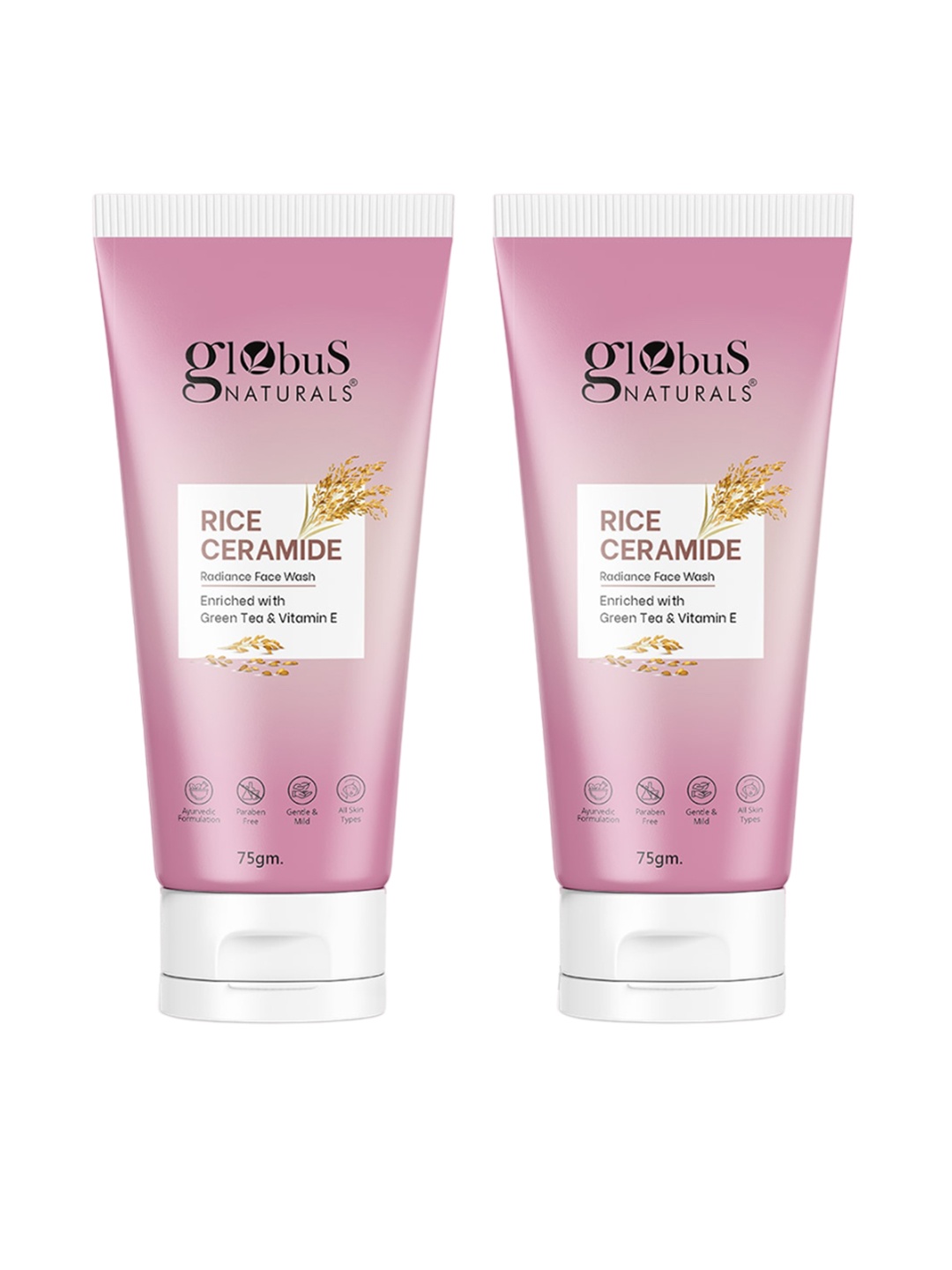 

Globus naturals Set Of 2 Rice Ceramide Radiance Face Wash - 75g Each, Pink