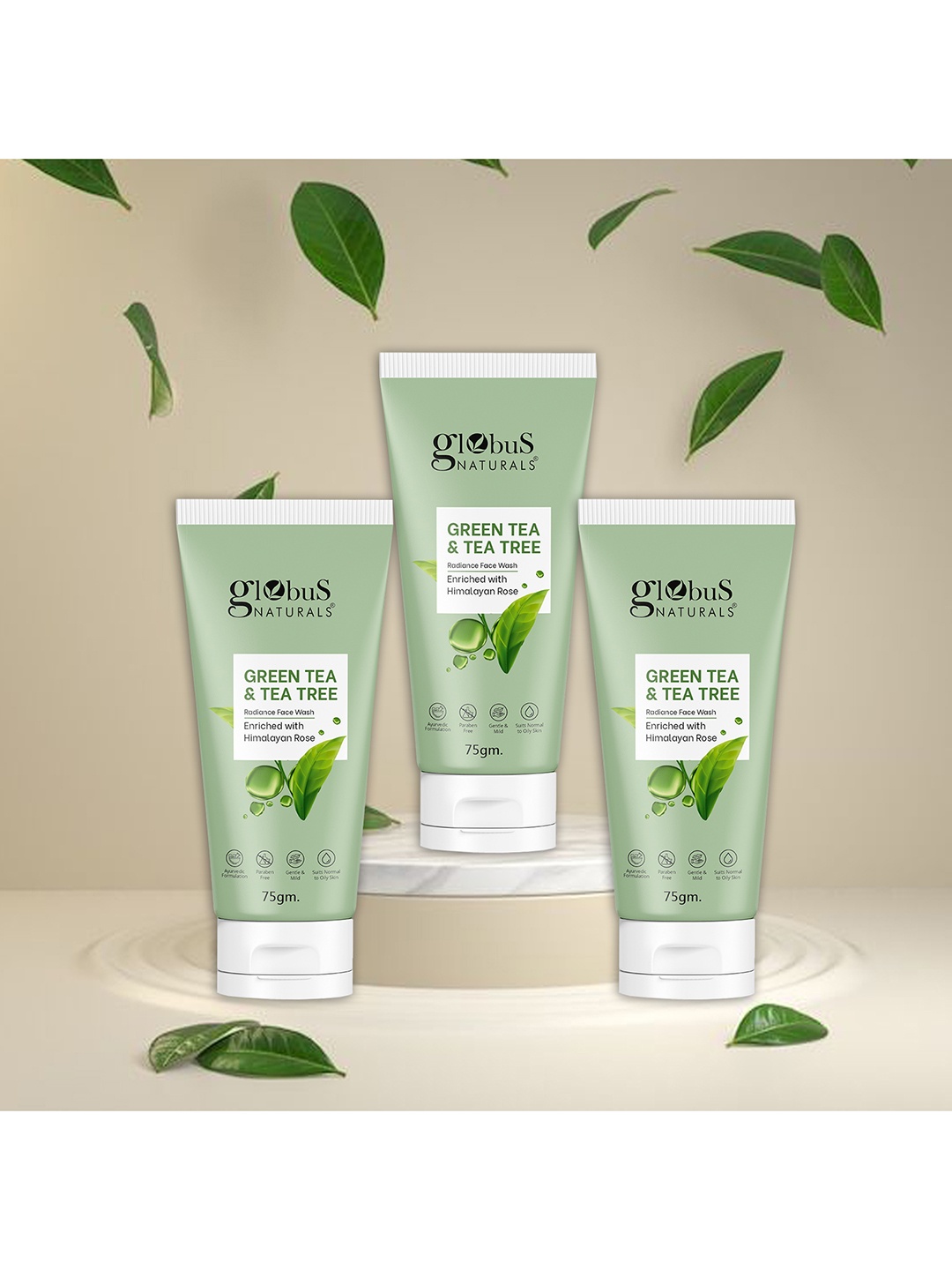 

Globus naturals Set Of 3 Green Tea & Tea Tree Radiance Face Wash - 75g Each