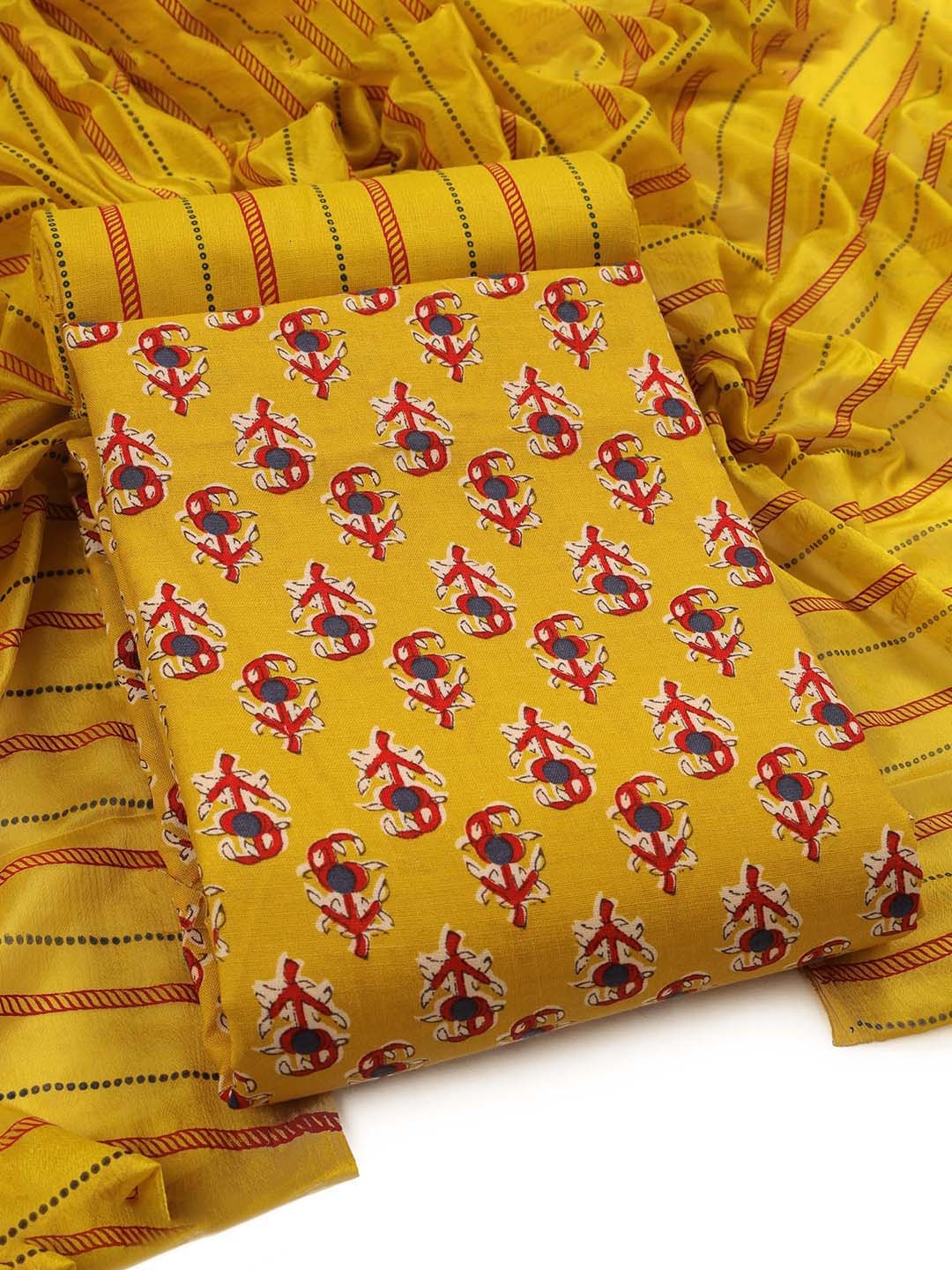 

Sun Fashion And Lifestyle Ethnic Motifs Printed Unstitched Dress Material, Yellow