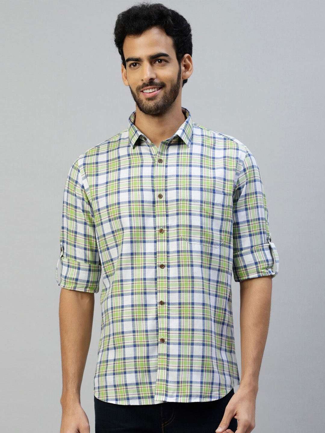 

DON VINO Comfort Tartan Checks Checked Casual Shirt, Green