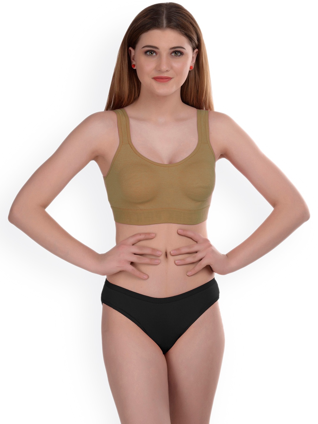 PIBU Self-Design Cotton Lingerie Set, Green